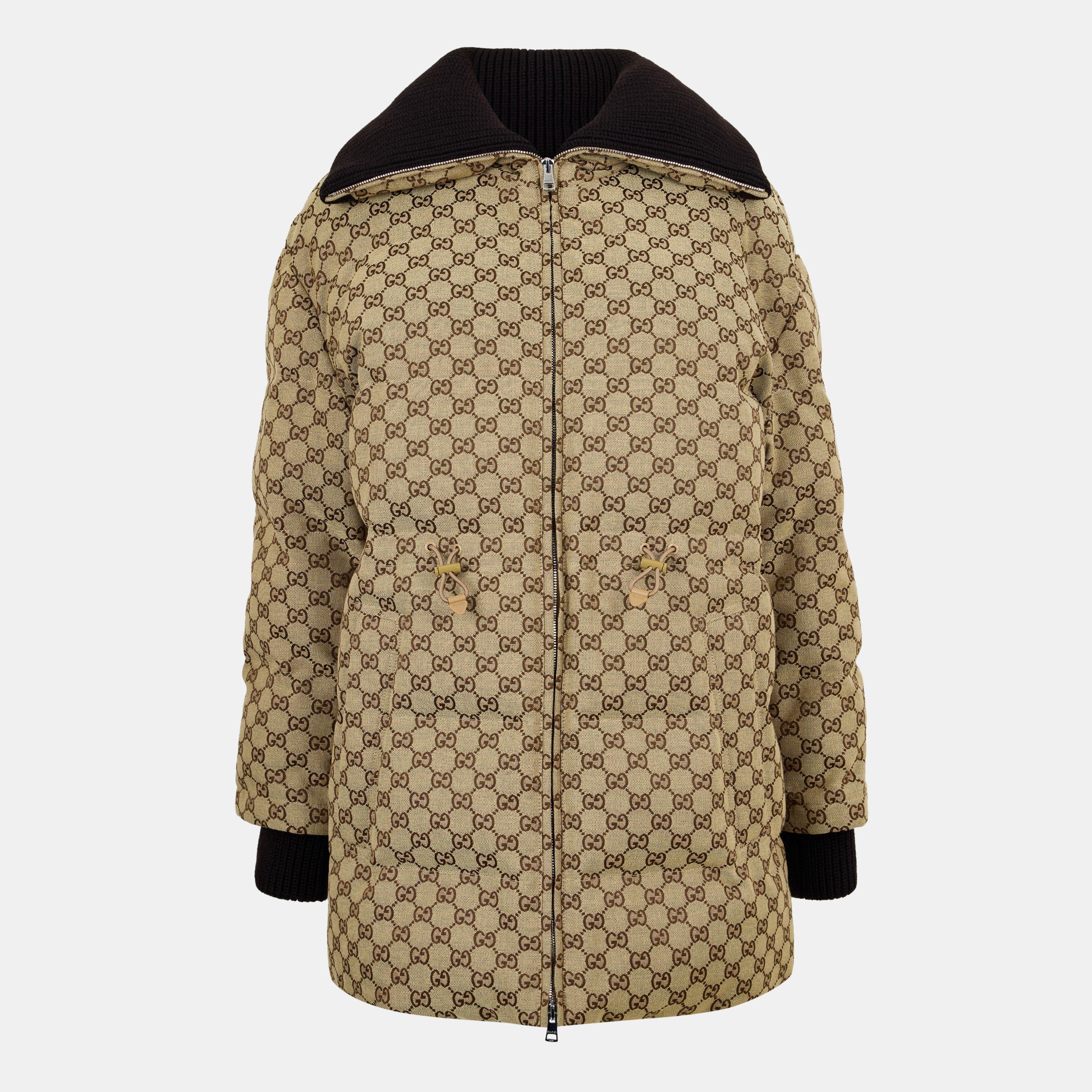 Camel/Ebony - Gucci - Women's Canvas Bomber Jacket - 1