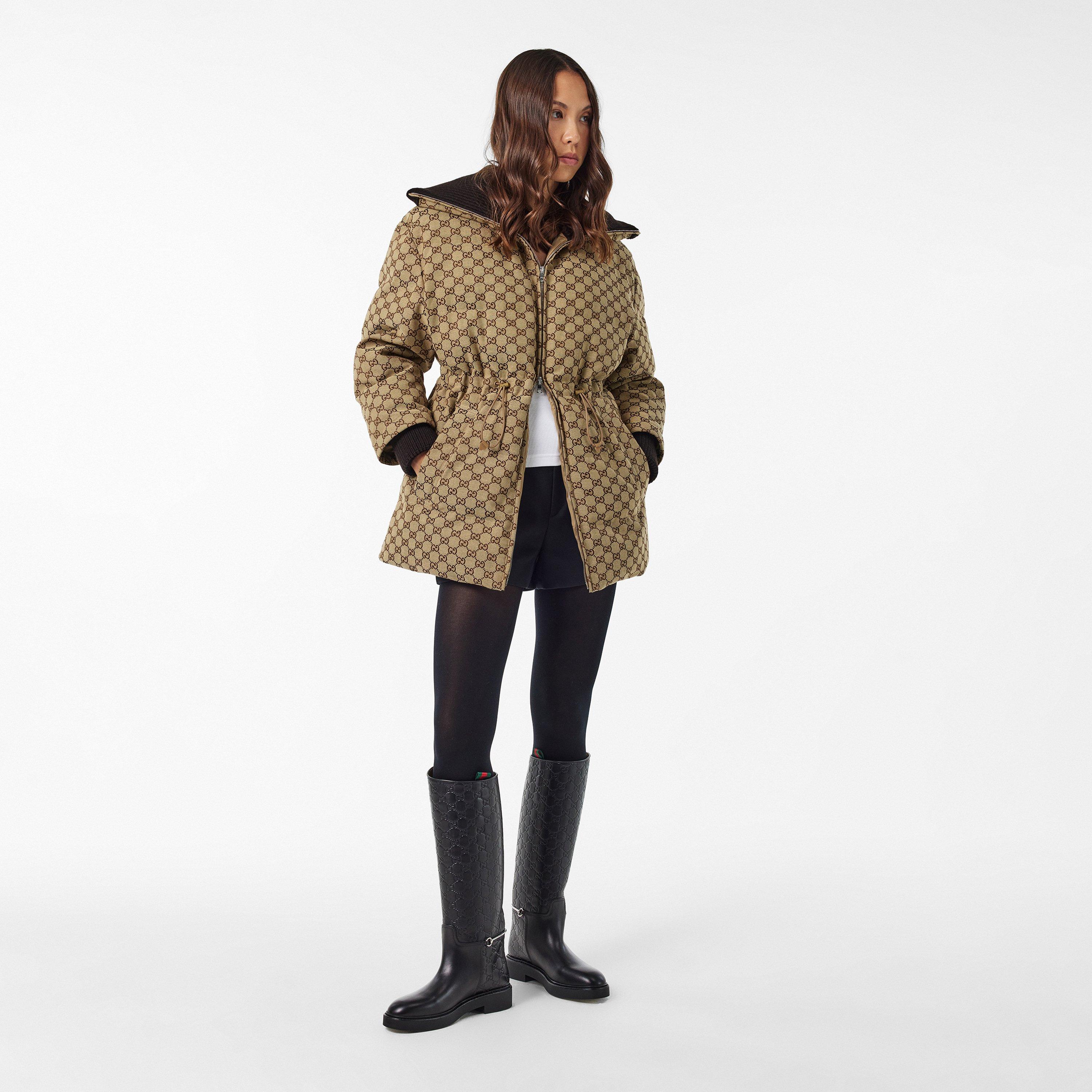 Camel/Ebony - Gucci - Women's Canvas Bomber Jacket - 6