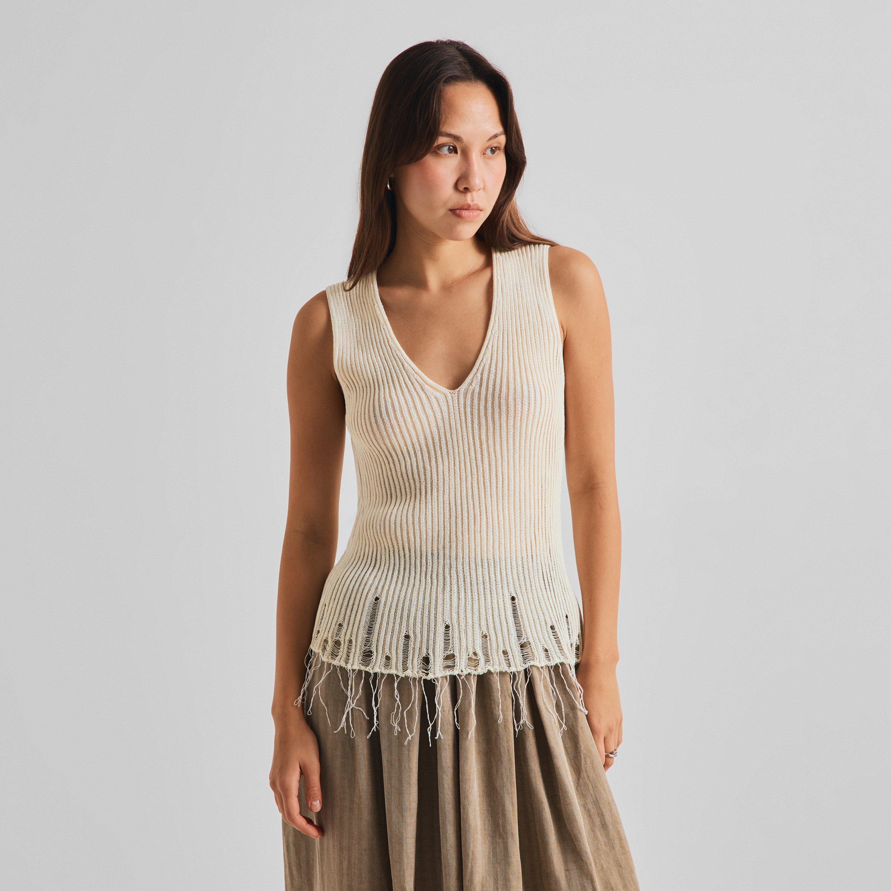 Off White - Uma Wang - Women's V Neck Top Knitted Sweater Vest - 3