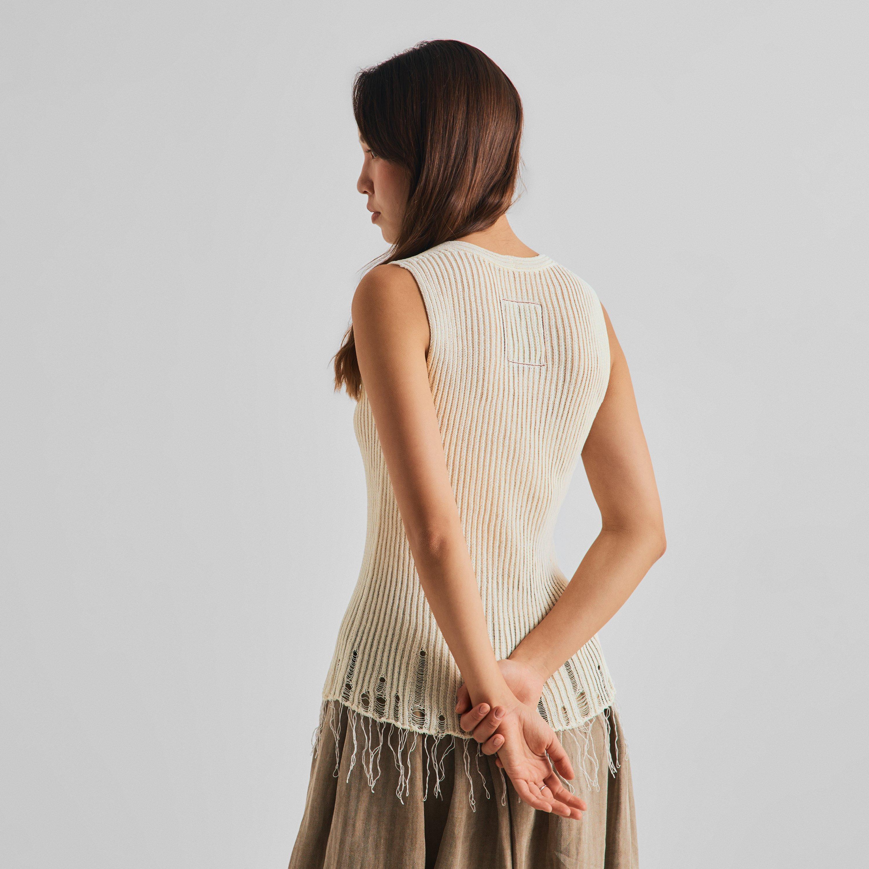 Off White - Uma Wang - Women's V Neck Top Knitted Sweater Vest - 4