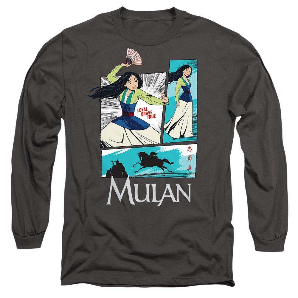 Charcoal - Disney - Mulan Action Panels Long Sleeve T-Shirt Charcoal - 1
