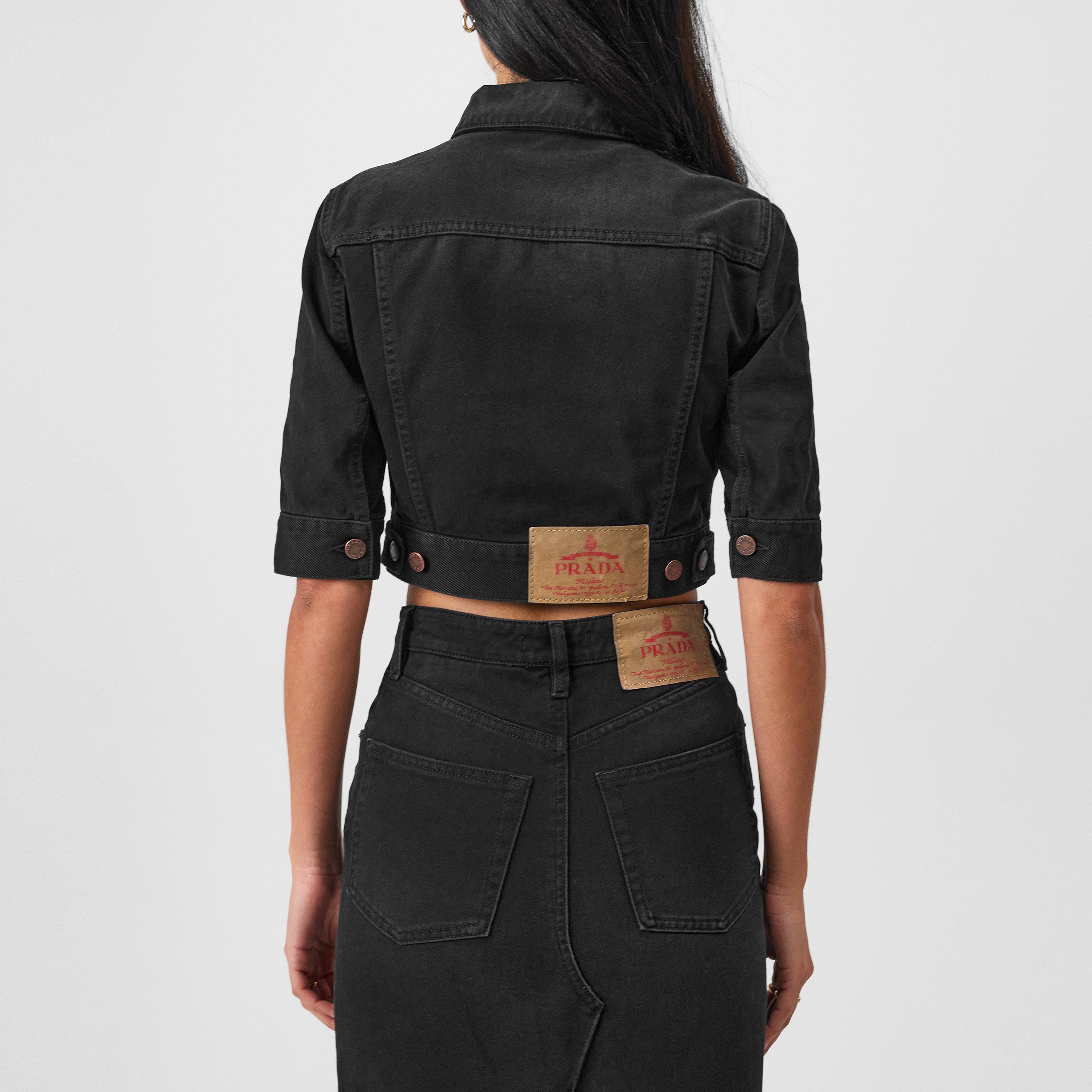 Nero - Prada - Women's  Cropped Cotton Denim Jacket - 4