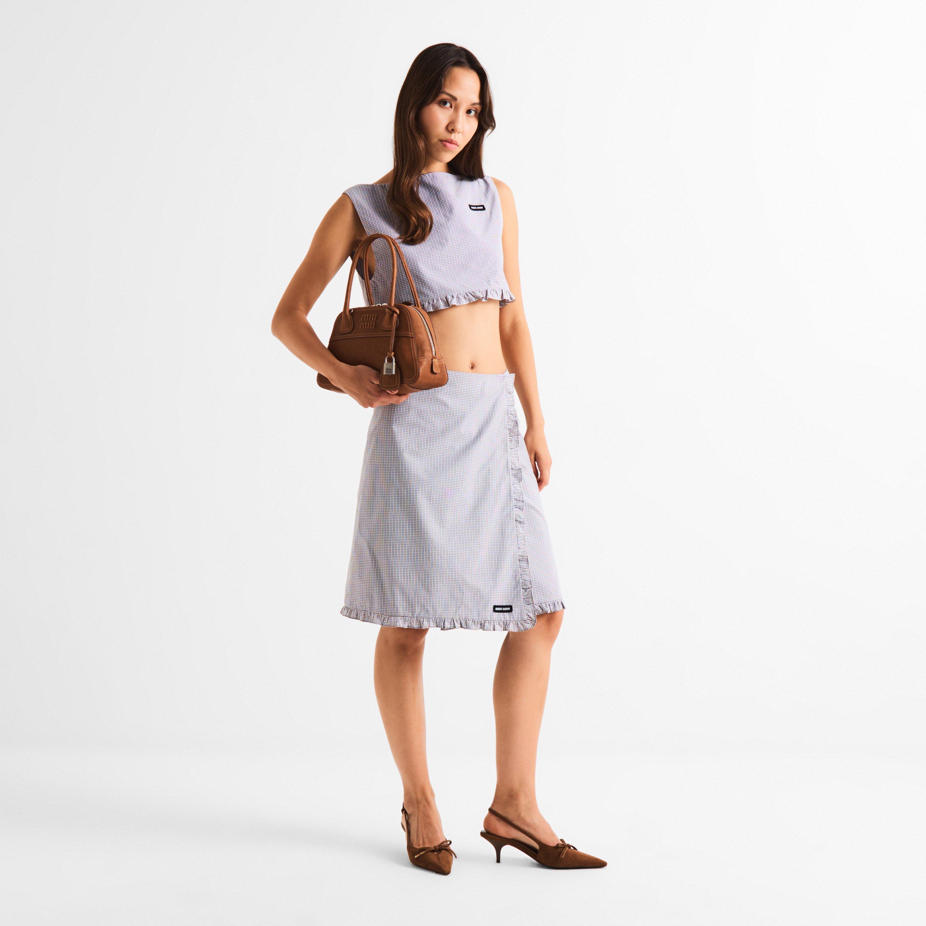 Bianco/Cacao - Miu Miu - Women's Midi Skirt - 5