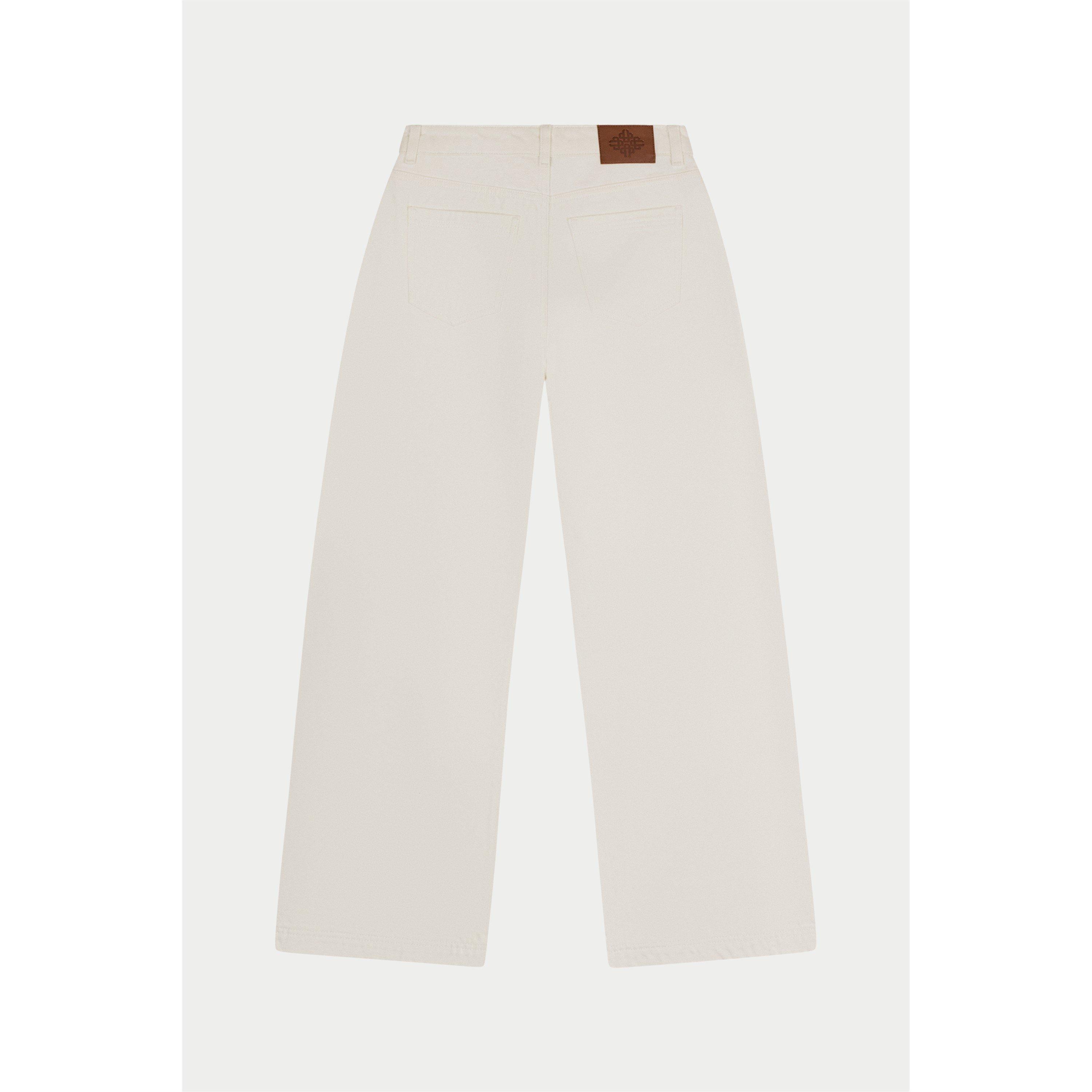 Ecru - The Couture Club - Women's Barrel Wide Leg Jeans - 2