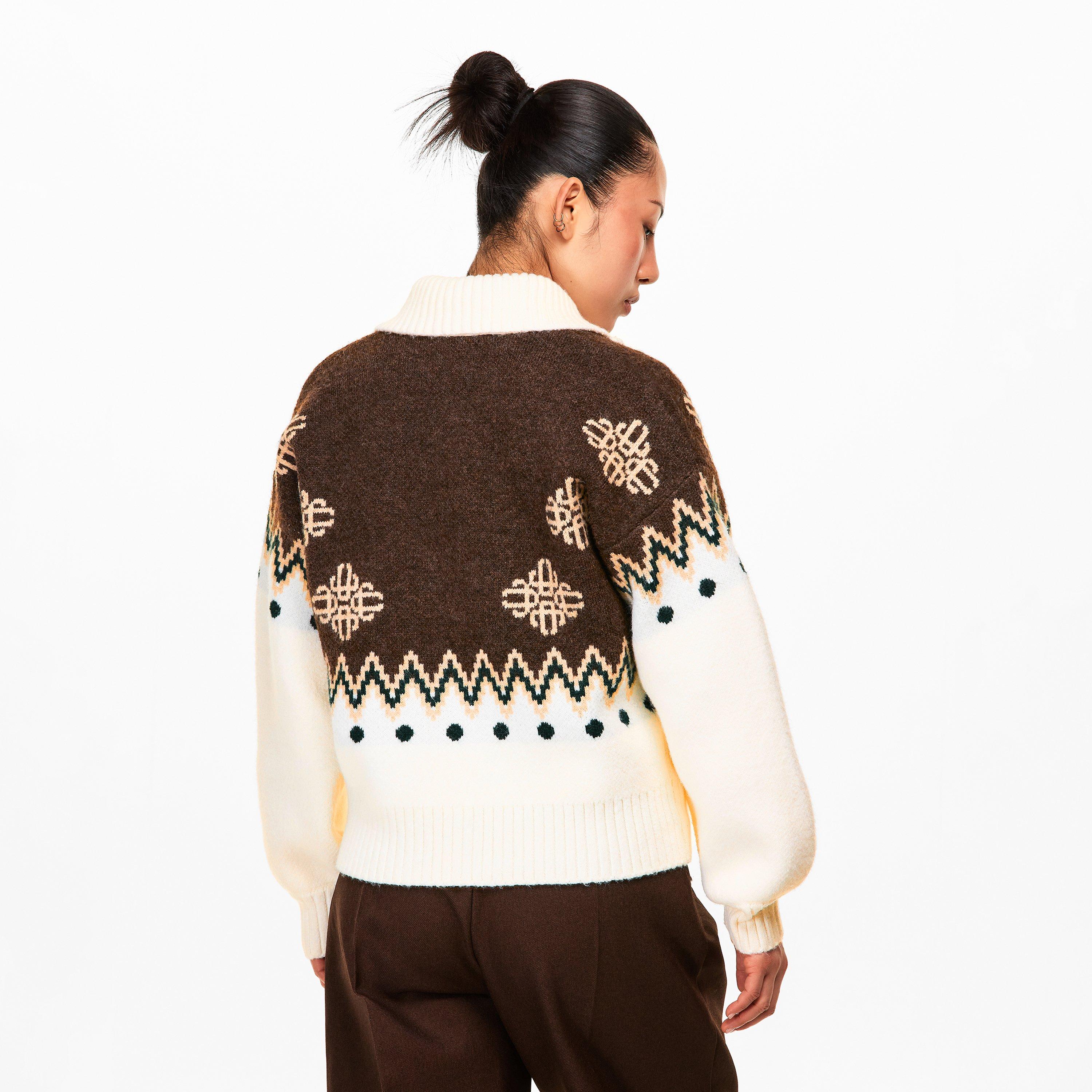 Beige - The Couture Club - Women's Embroidered V-Neck Jumper - 4