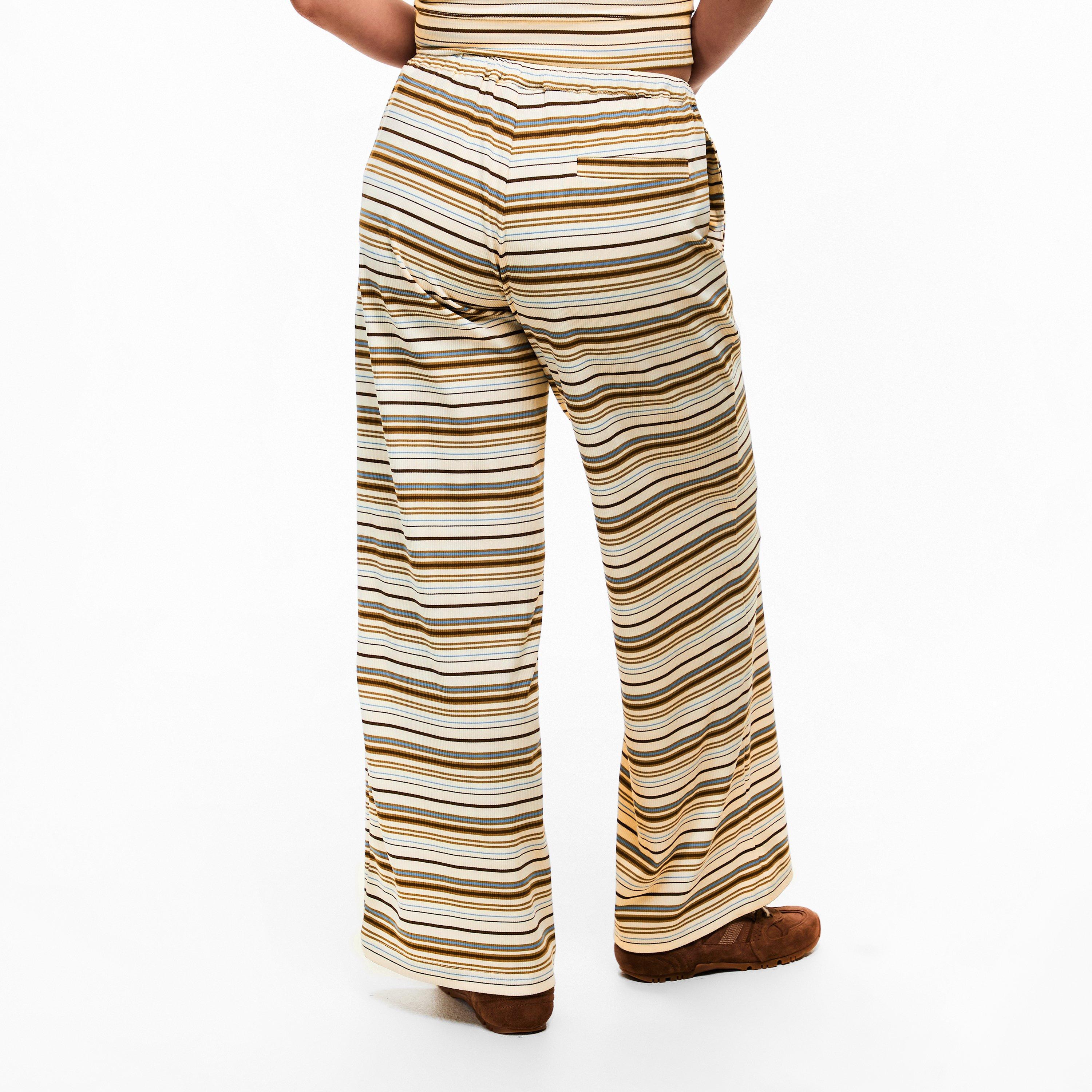 Beige - The Couture Club - Womens Ribbed Striped Trousers - 4