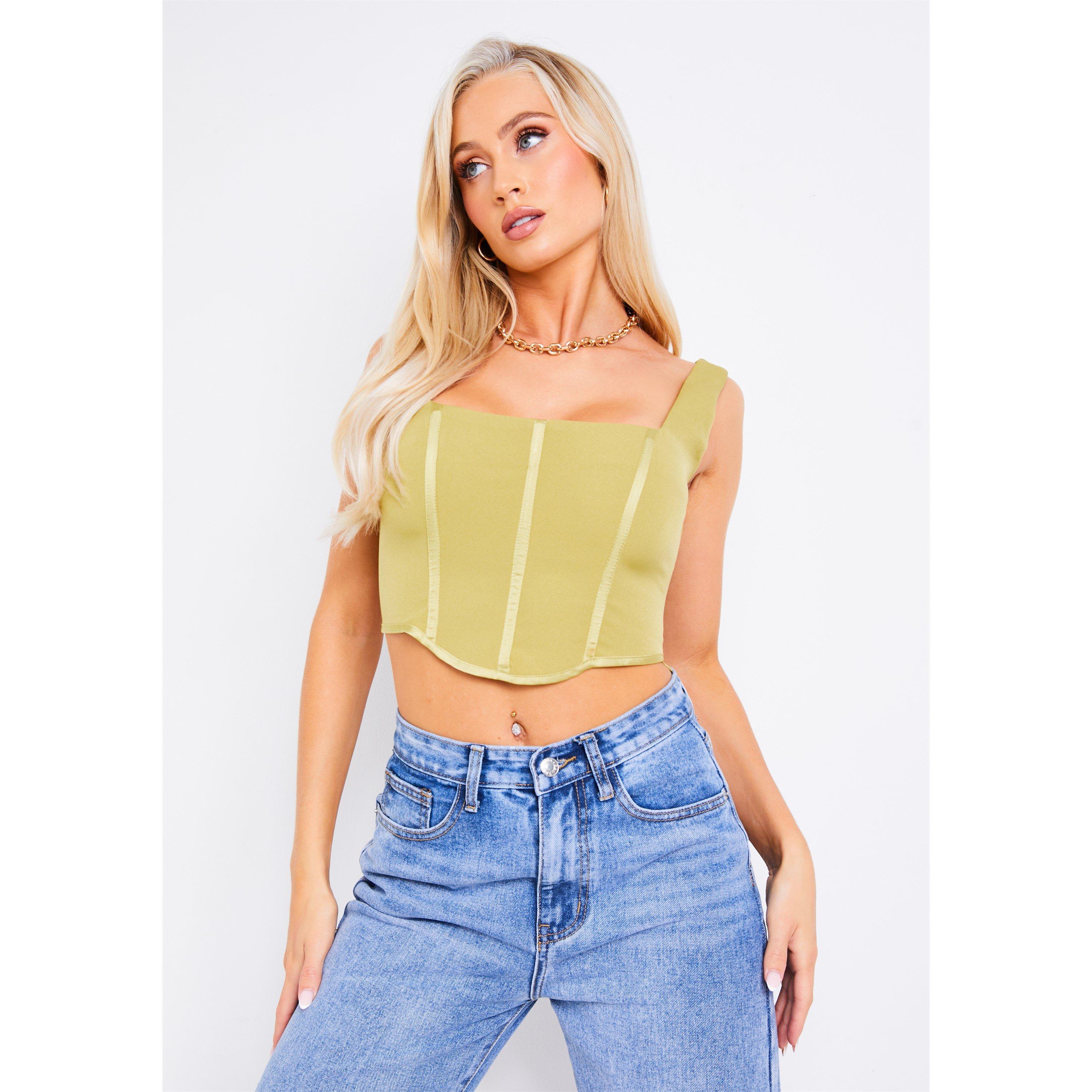 Missy Empire Women's Corset Top - Khaki - 8 (XS)