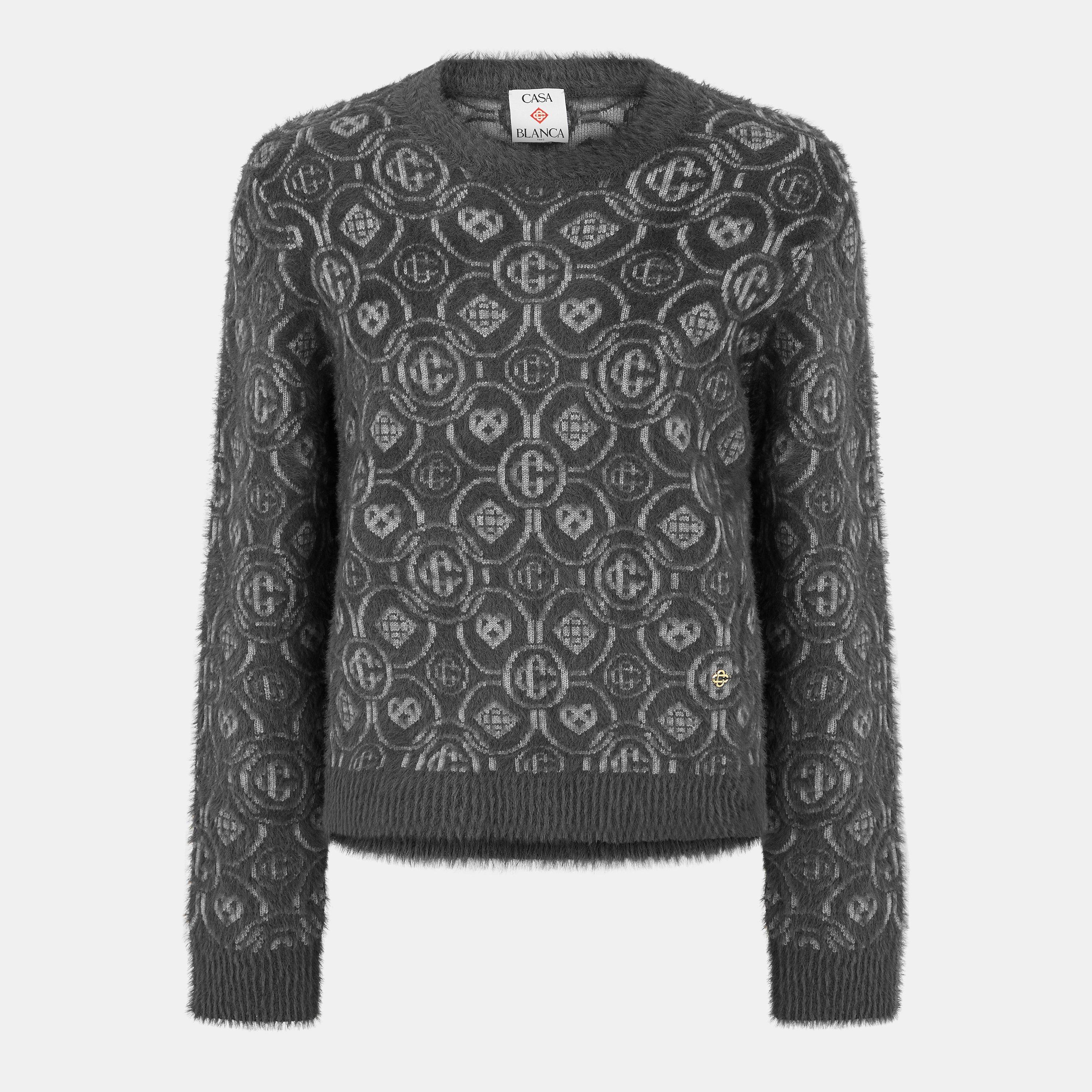 Casablanca Men's Mono Crew Neck Jumper - Grey - Large