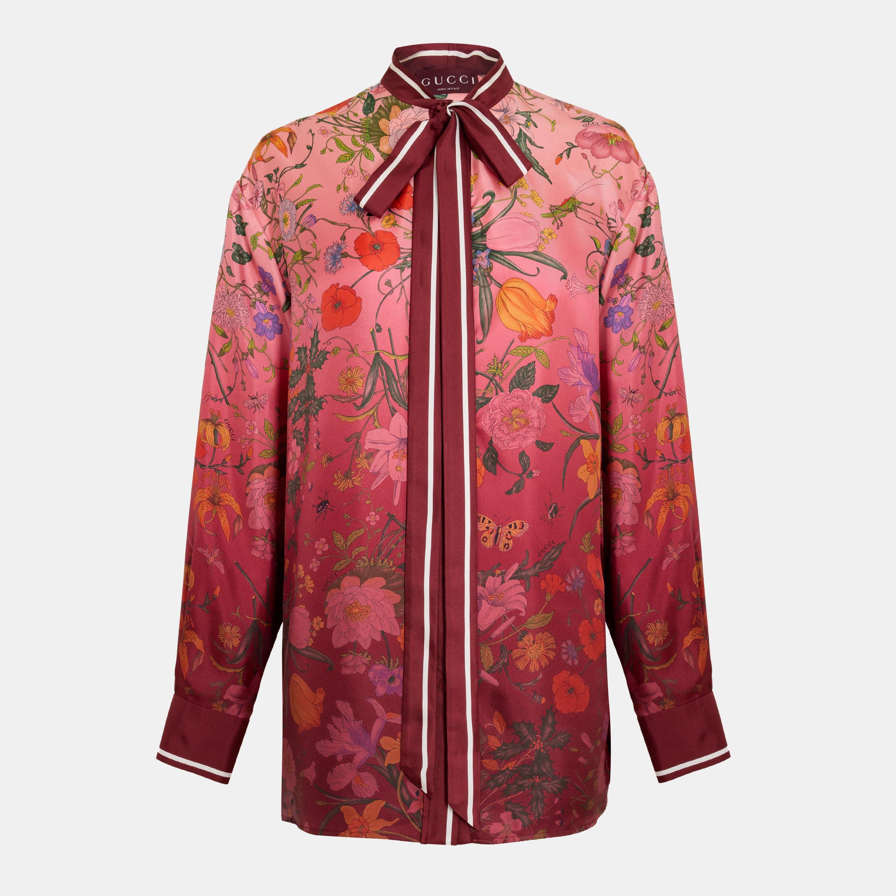 Gucci Women's Patterned Long Sleeve Shirt - Pink/Ancora - Size 42 (UK 10)