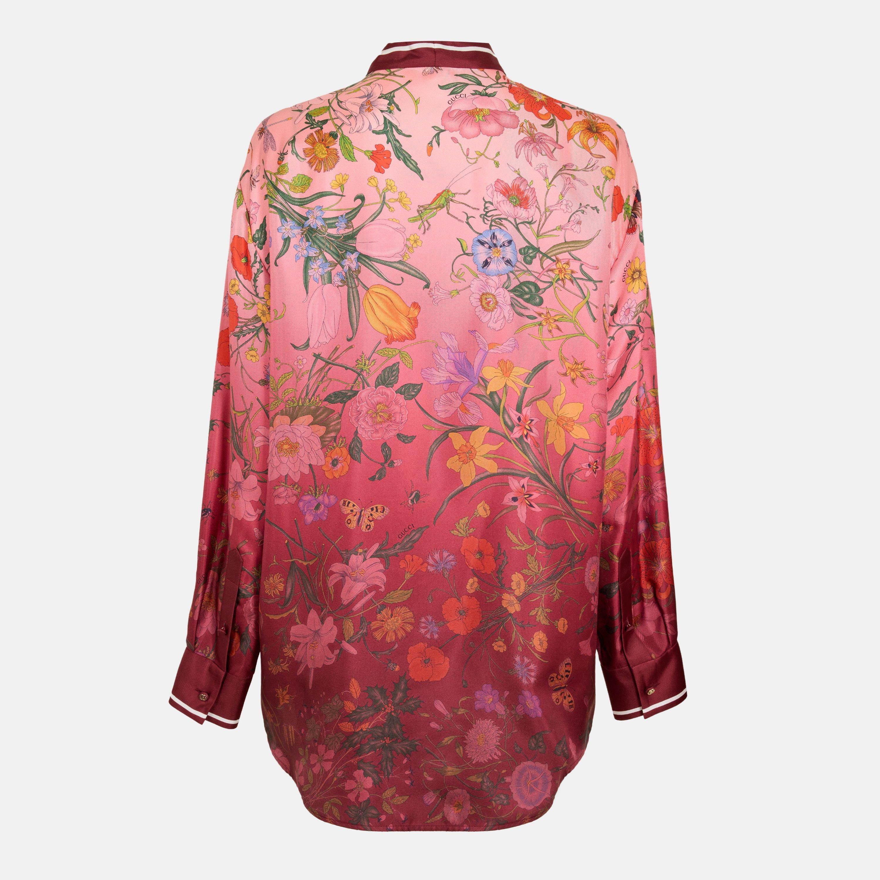 Pink/Ancora - Gucci - Women's Patterned Long-Sleeve Shirt - 2