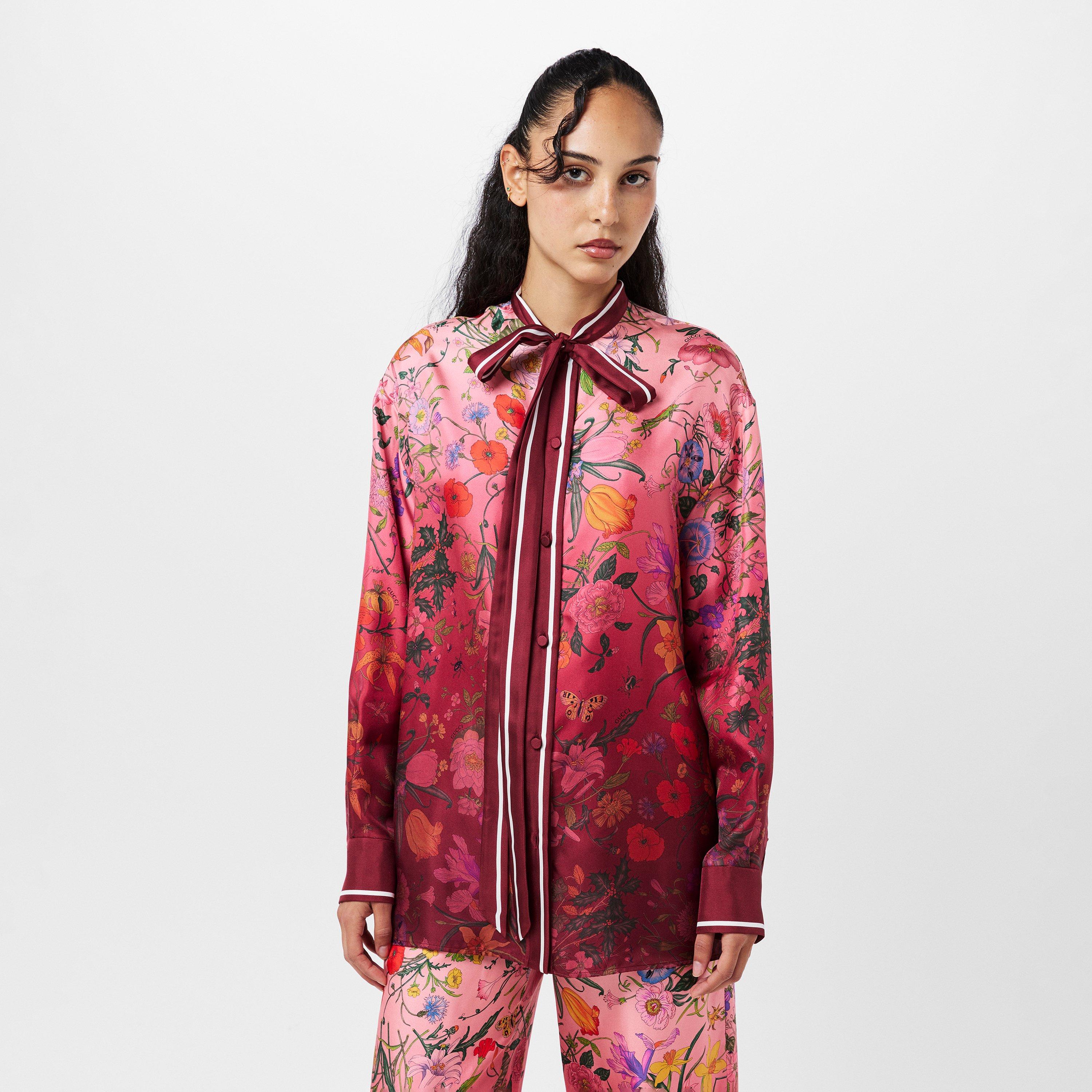 Pink/Ancora - Gucci - Women's Patterned Long-Sleeve Shirt - 3