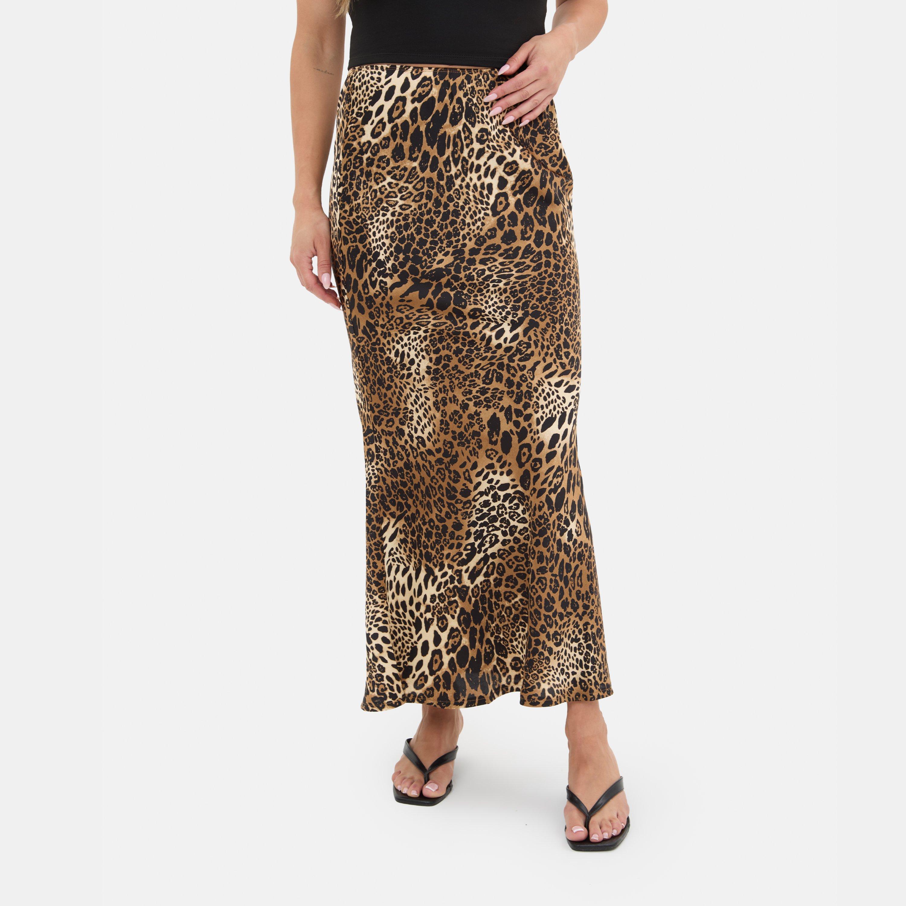 Brown - I Saw It First - Leopard Print Satin Maxi Skirt - 1