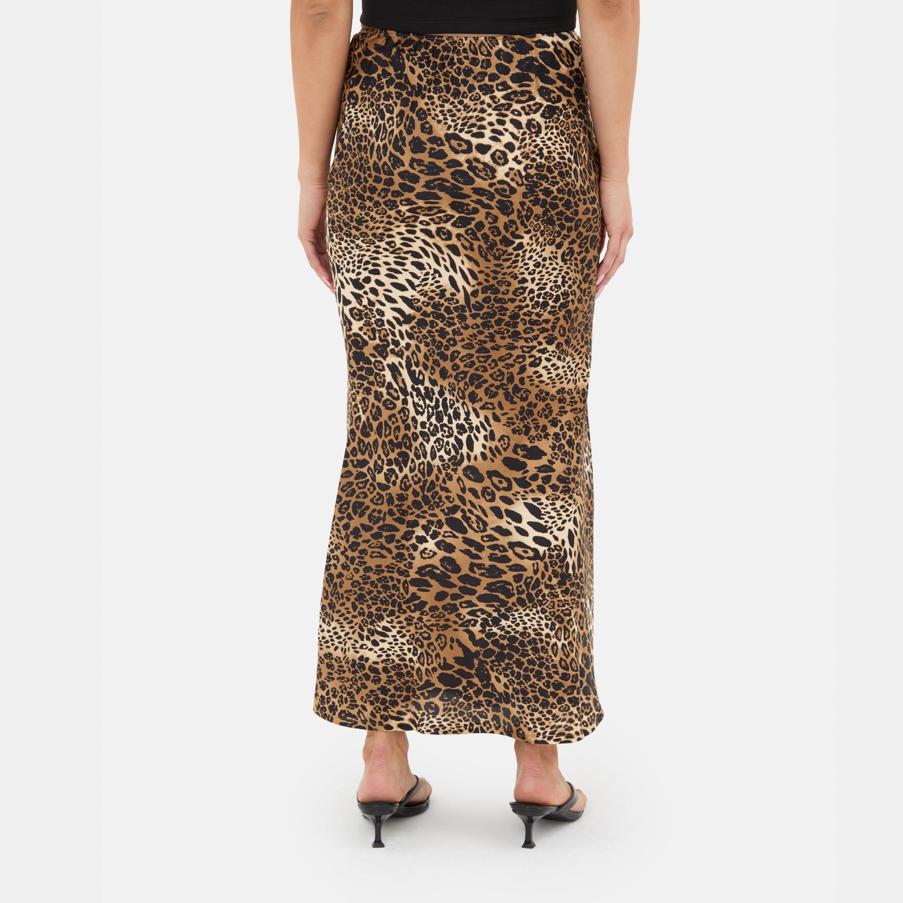 Brown - I Saw It First - Leopard Print Satin Maxi Skirt - 2
