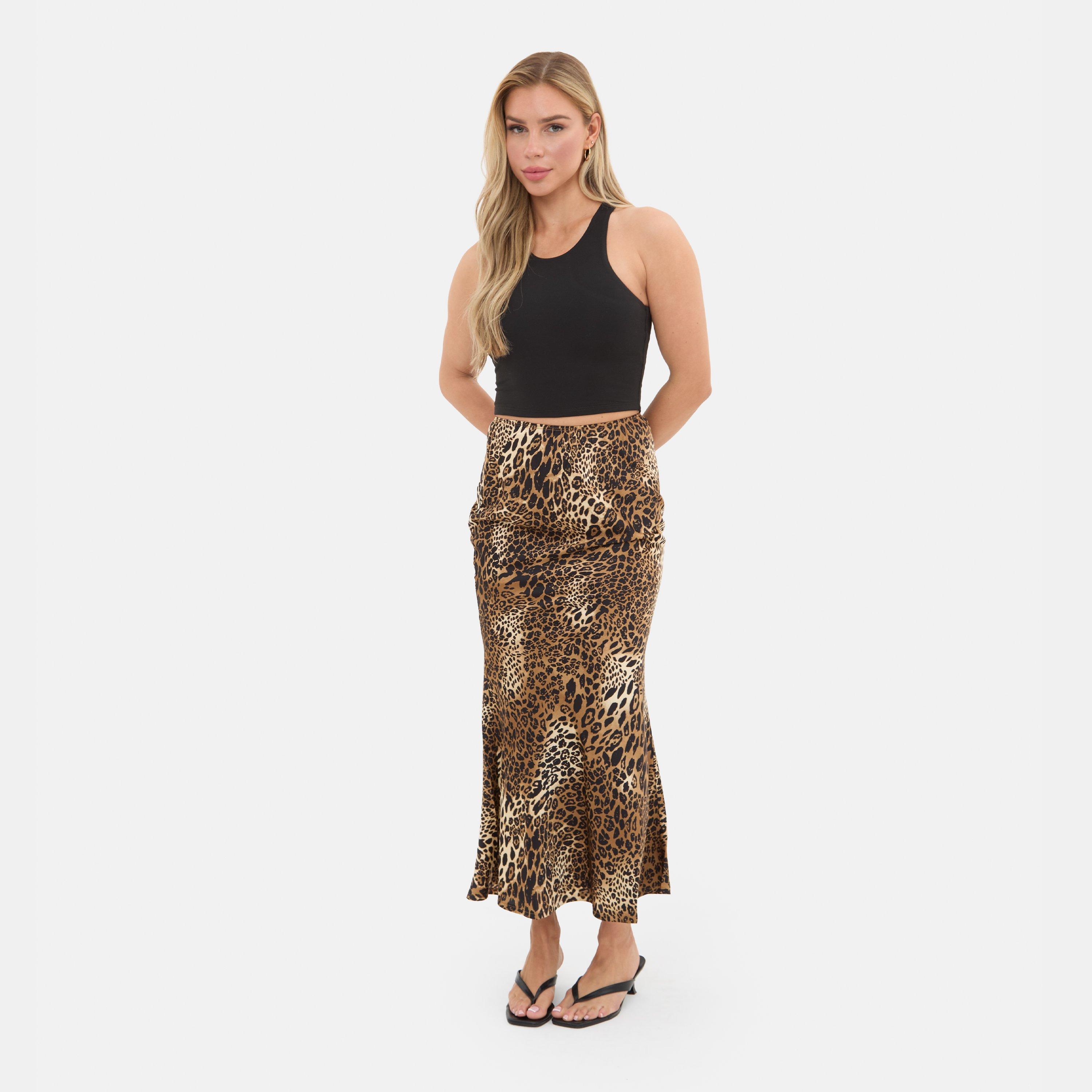 Brown - I Saw It First - Leopard Print Satin Maxi Skirt - 4