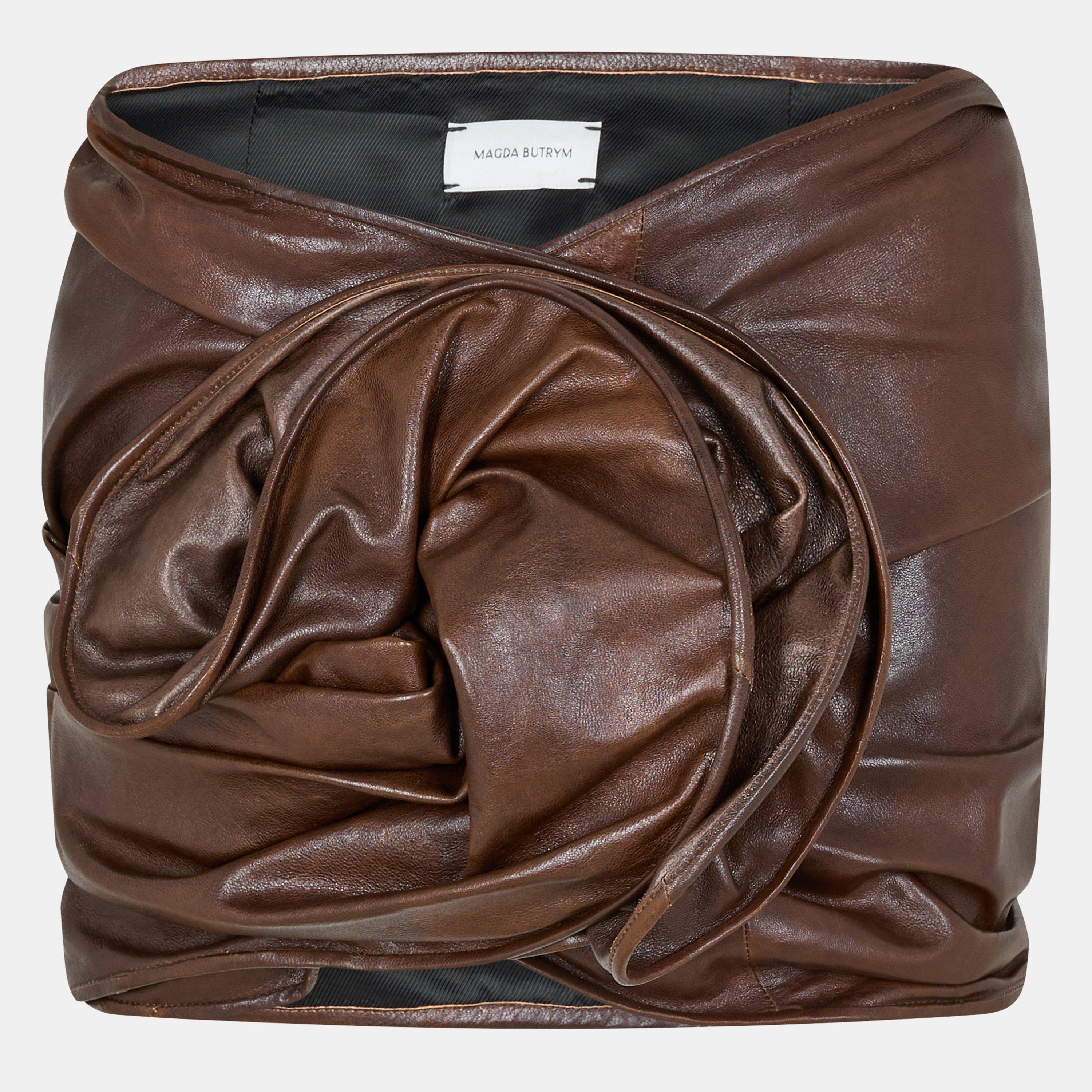 Brown - Magda Butrym - Women's Textured Structured Fit Mini Skirt - 1