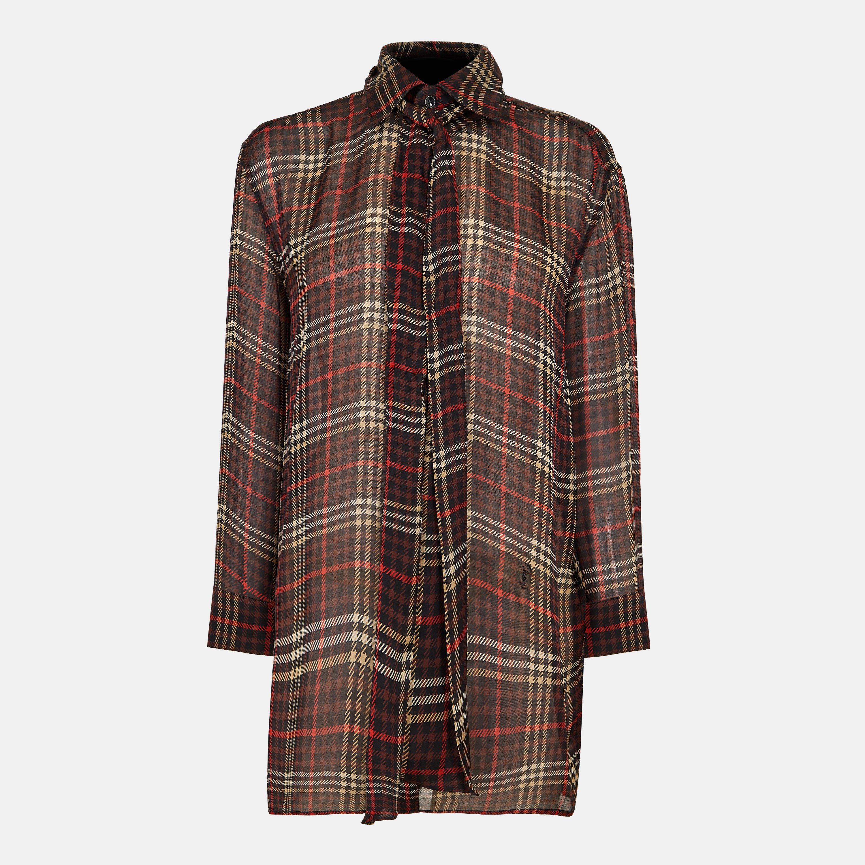 Marron - Saint Laurent - Women's Long Sleeve Patterned Shirt - 1