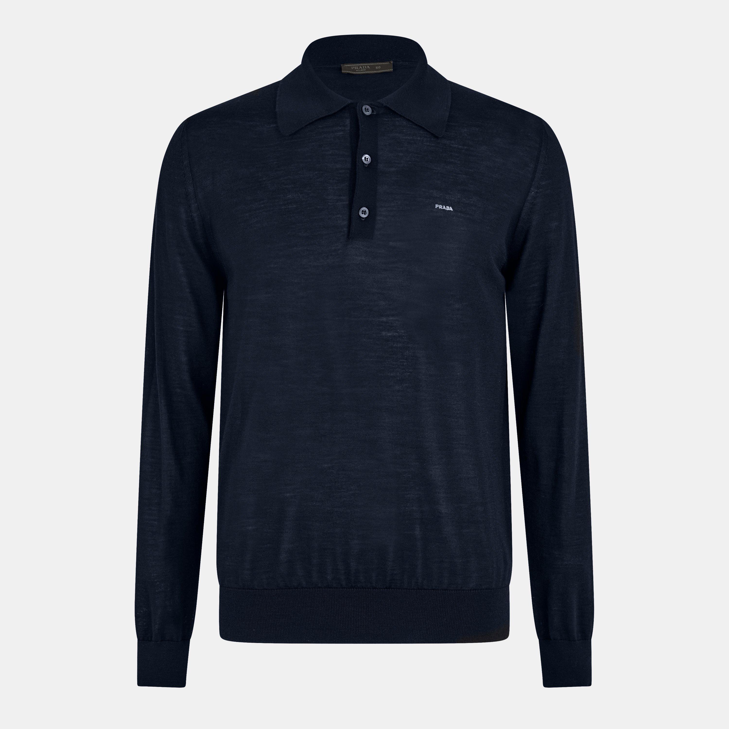 Blue - Prada - Men's Long Sleeve Knitted Top - 1