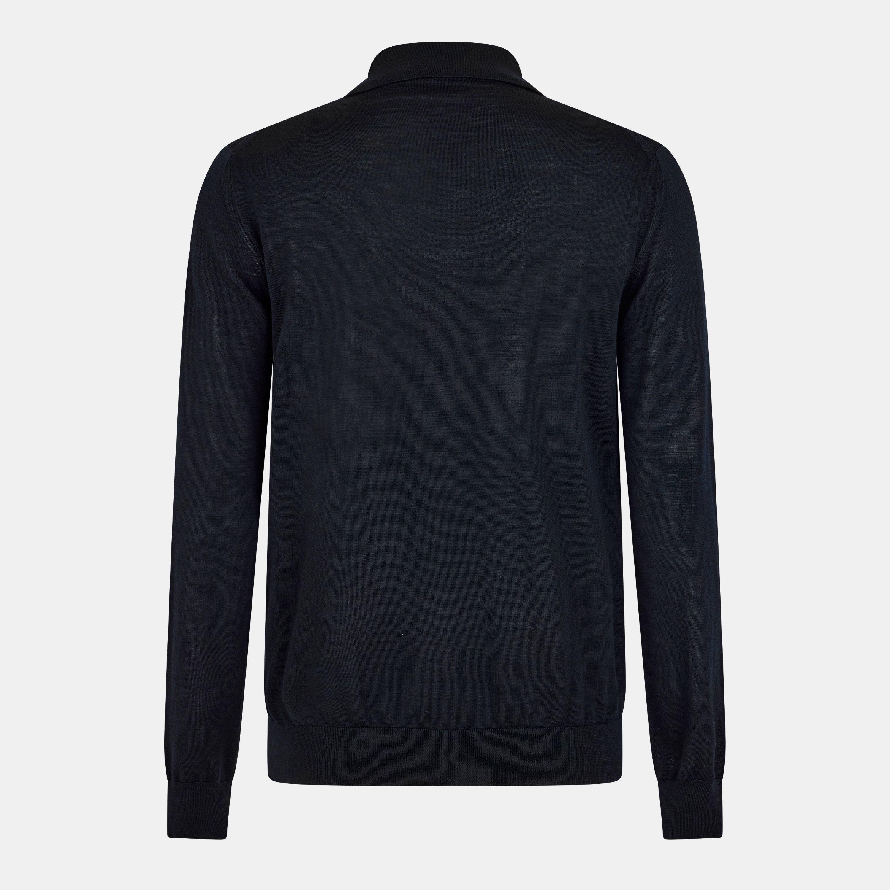 Blue - Prada - Men's Logo Long-Sleeve Knitted Top - 2