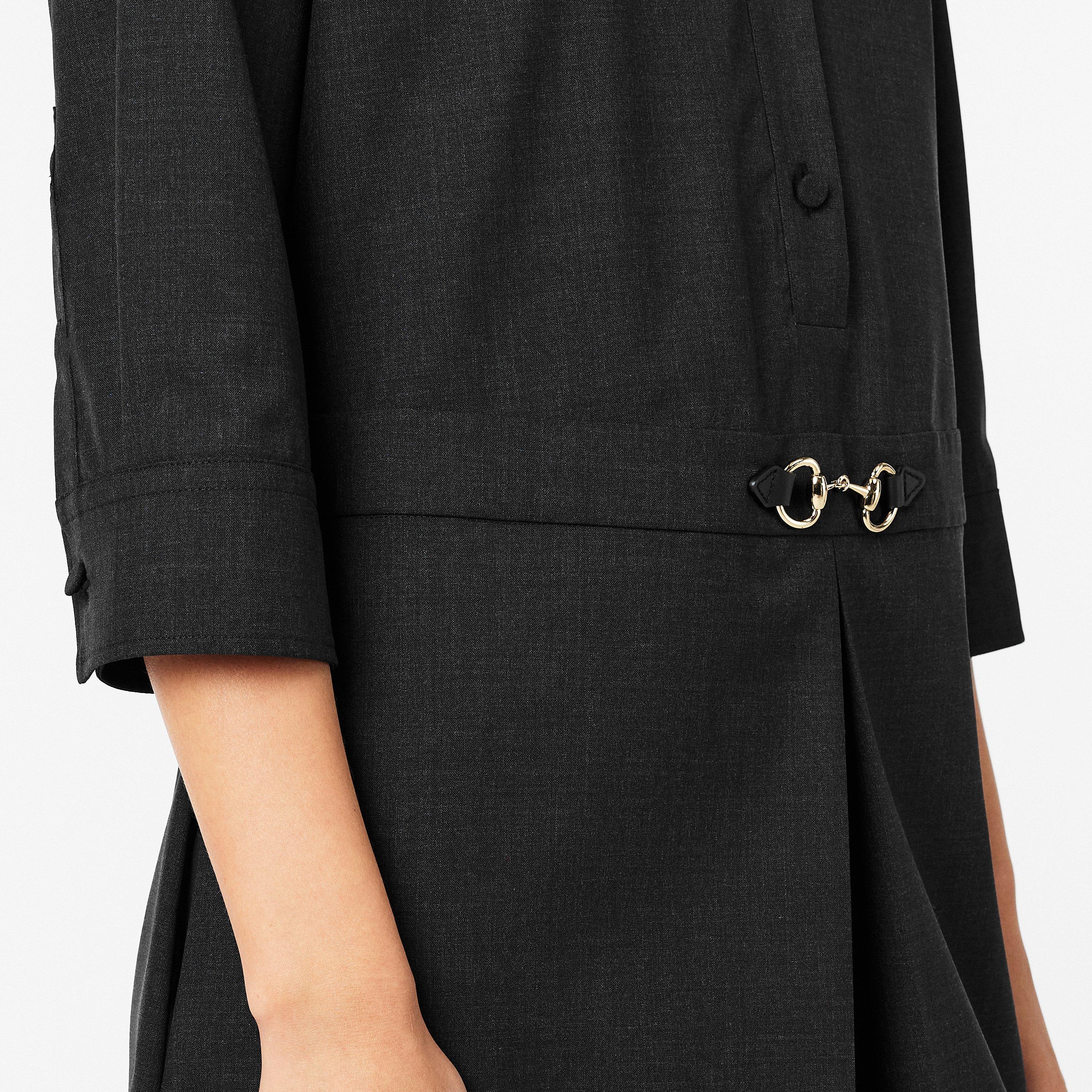 Ardesia Grey - Gucci - Womens Horsebit Shirt Dress - 5