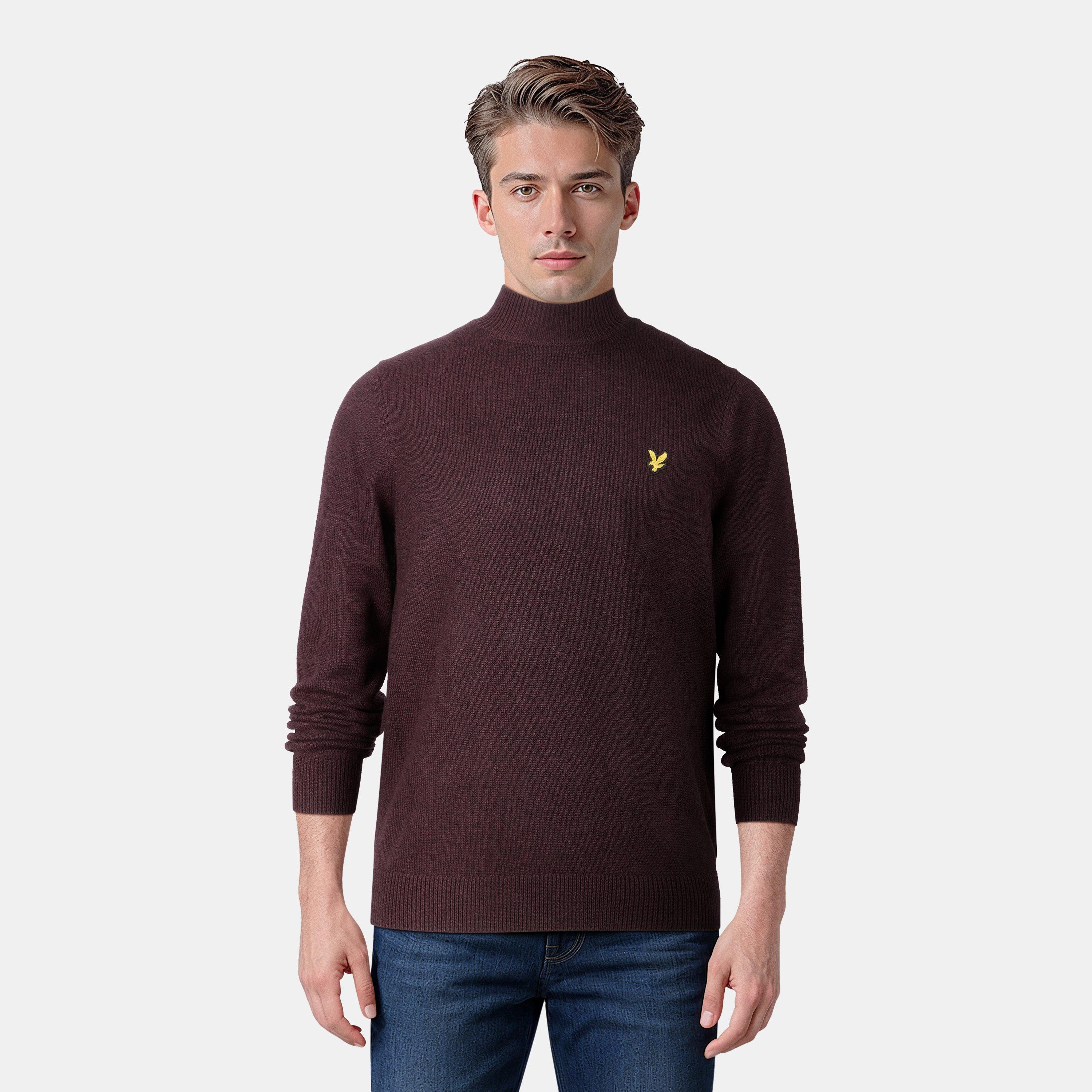 Beetroot/Jet Bl - Lyle and Scott - Lyle and Scott Roll Neck Jumper Mens - 2