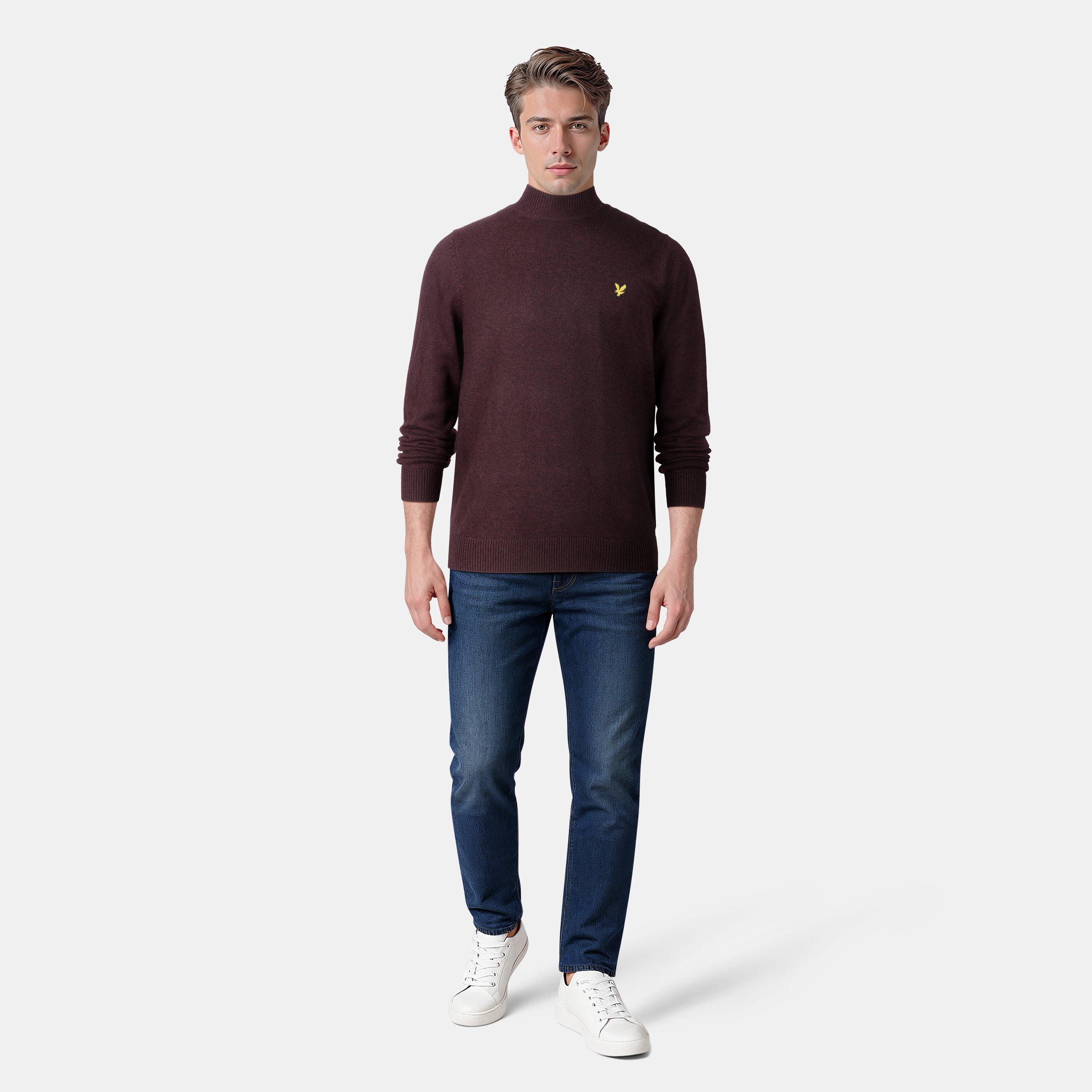 Beetroot/Jet Bl - Lyle and Scott - Lyle and Scott Roll Neck Jumper Mens - 5
