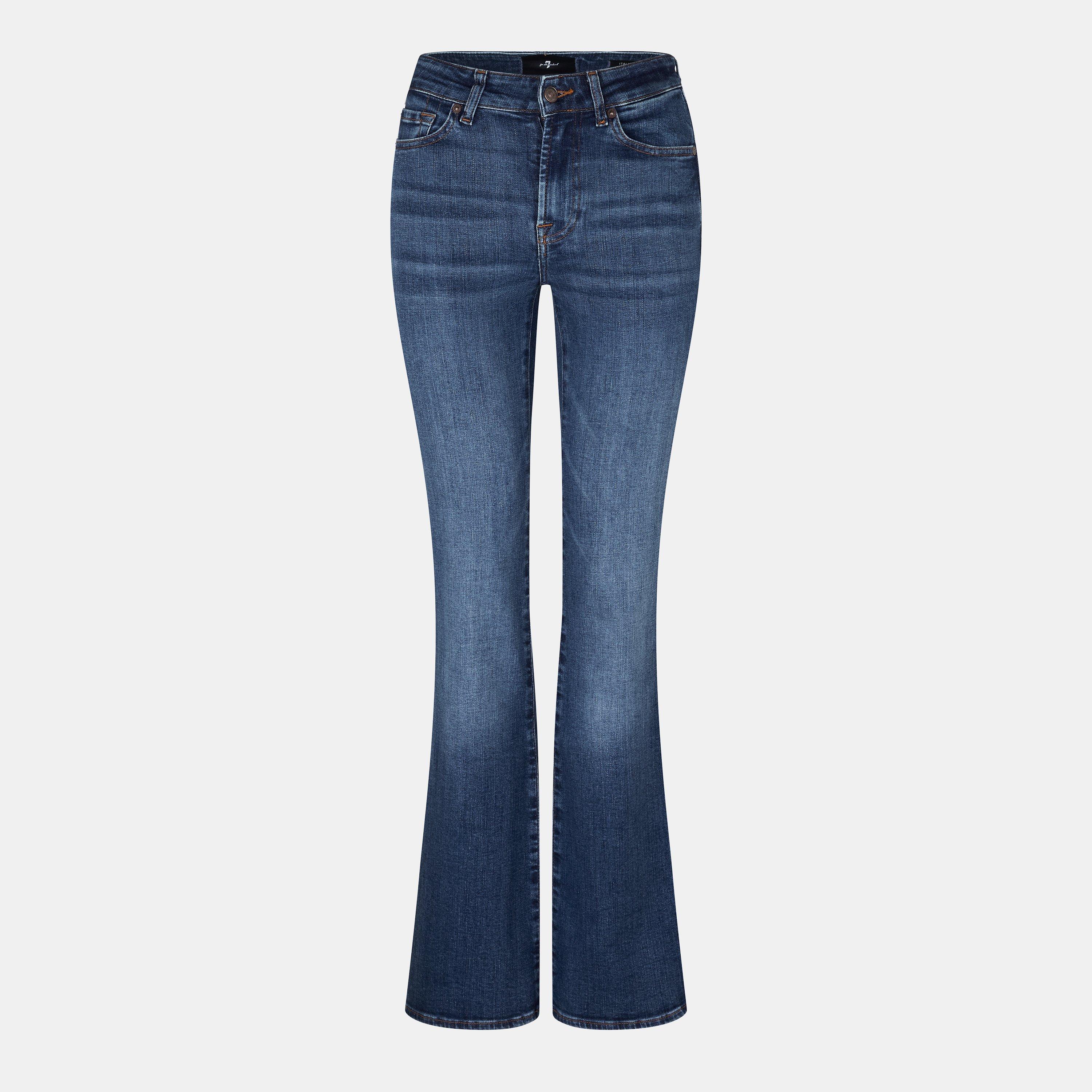 Mid Blue - 7 For All Mankind - Women's Mid-Rise Bootcut Jeans - 1