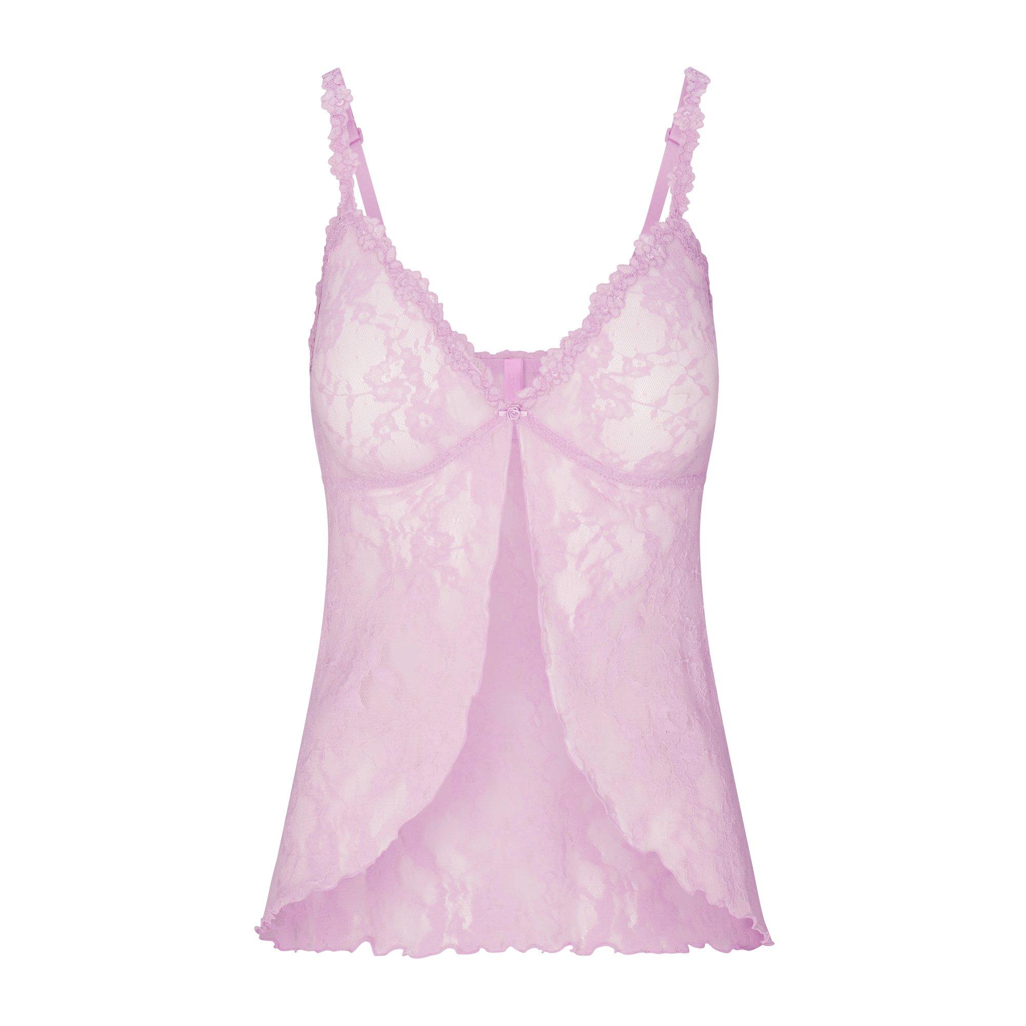 SKIMS Womens Stretch Lace Babydoll Top - BABY PINK - Size 8 (XS)