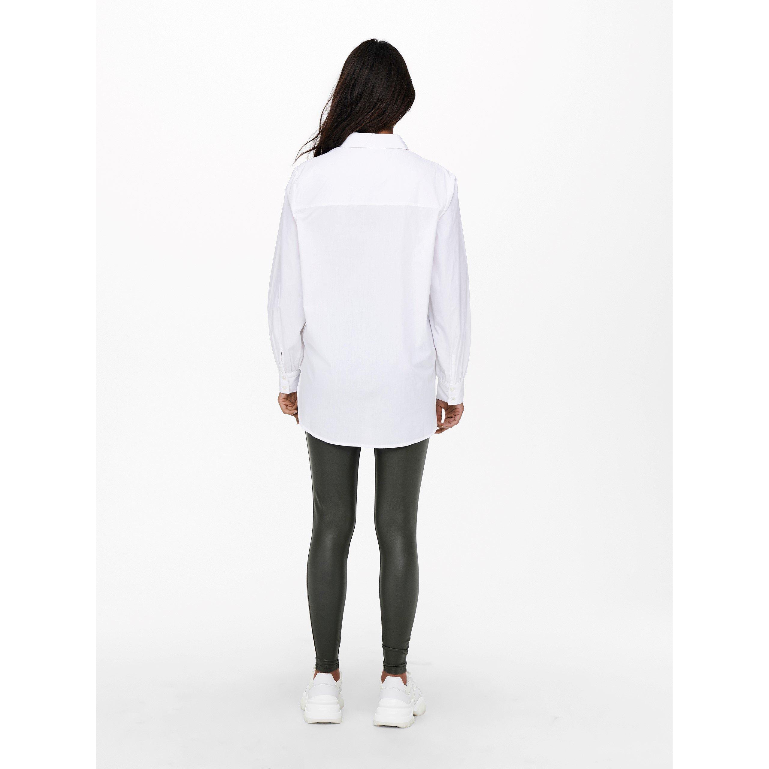 Weiß - Only - Nora Long-Sleeve Plain Shirt - 4