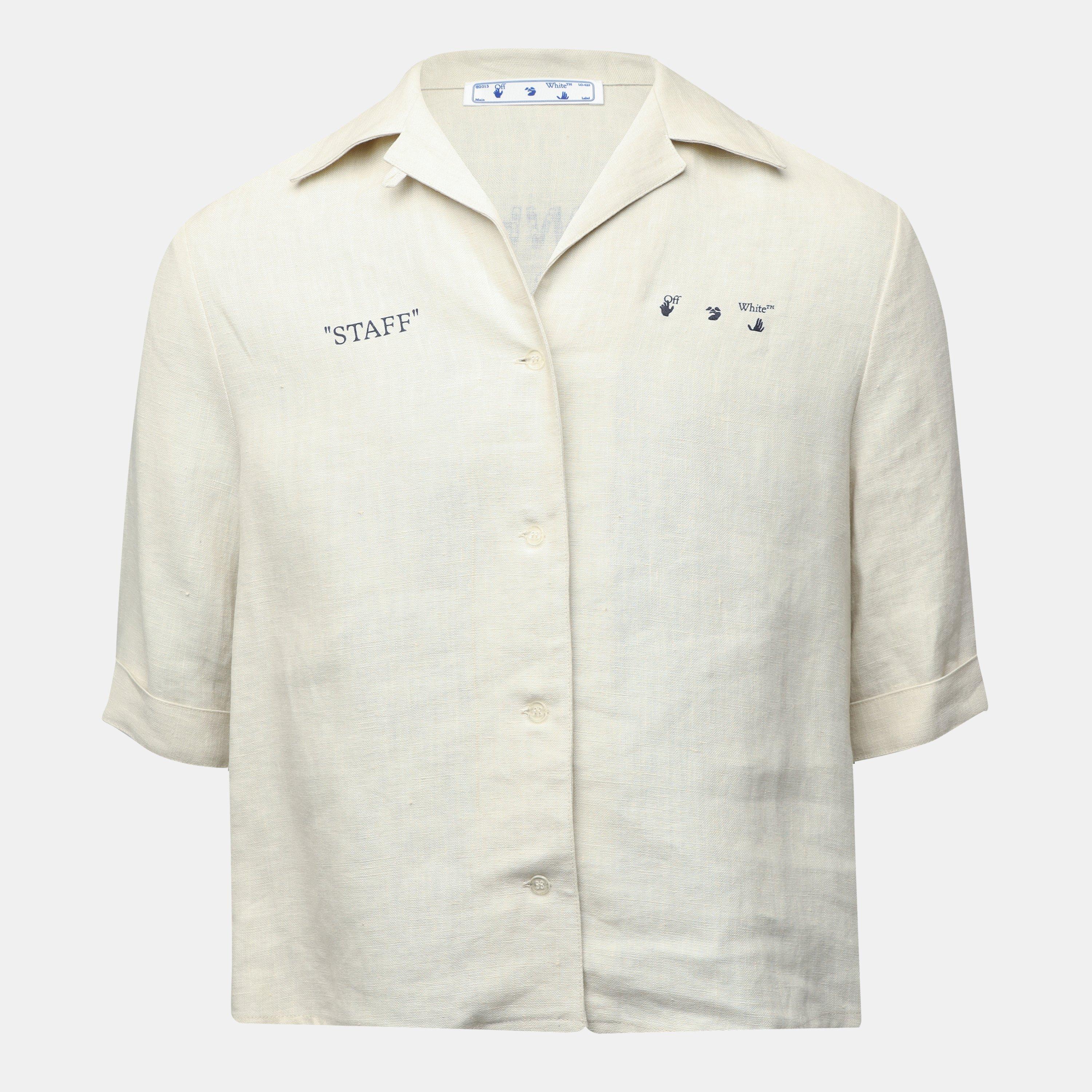 Beige  Light - Off White - Off Linen Shirt Ld99 - 2