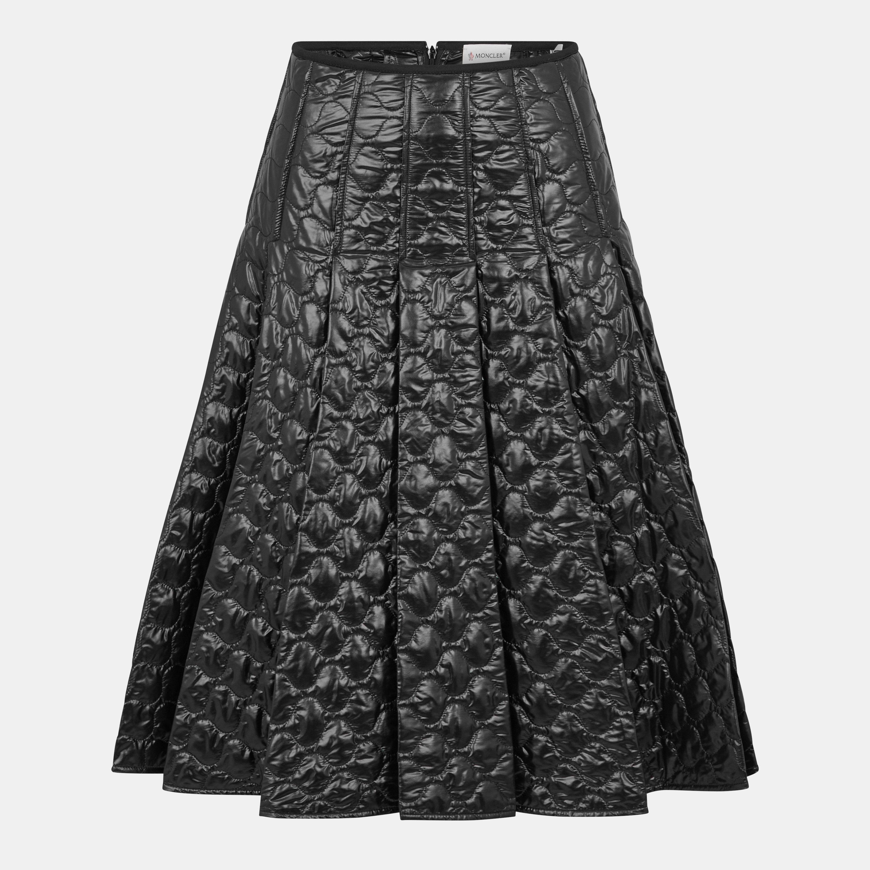 Moncler Women's Tailored Structured Waistband Midi Skirt - Black 999 - Size 10 (S)