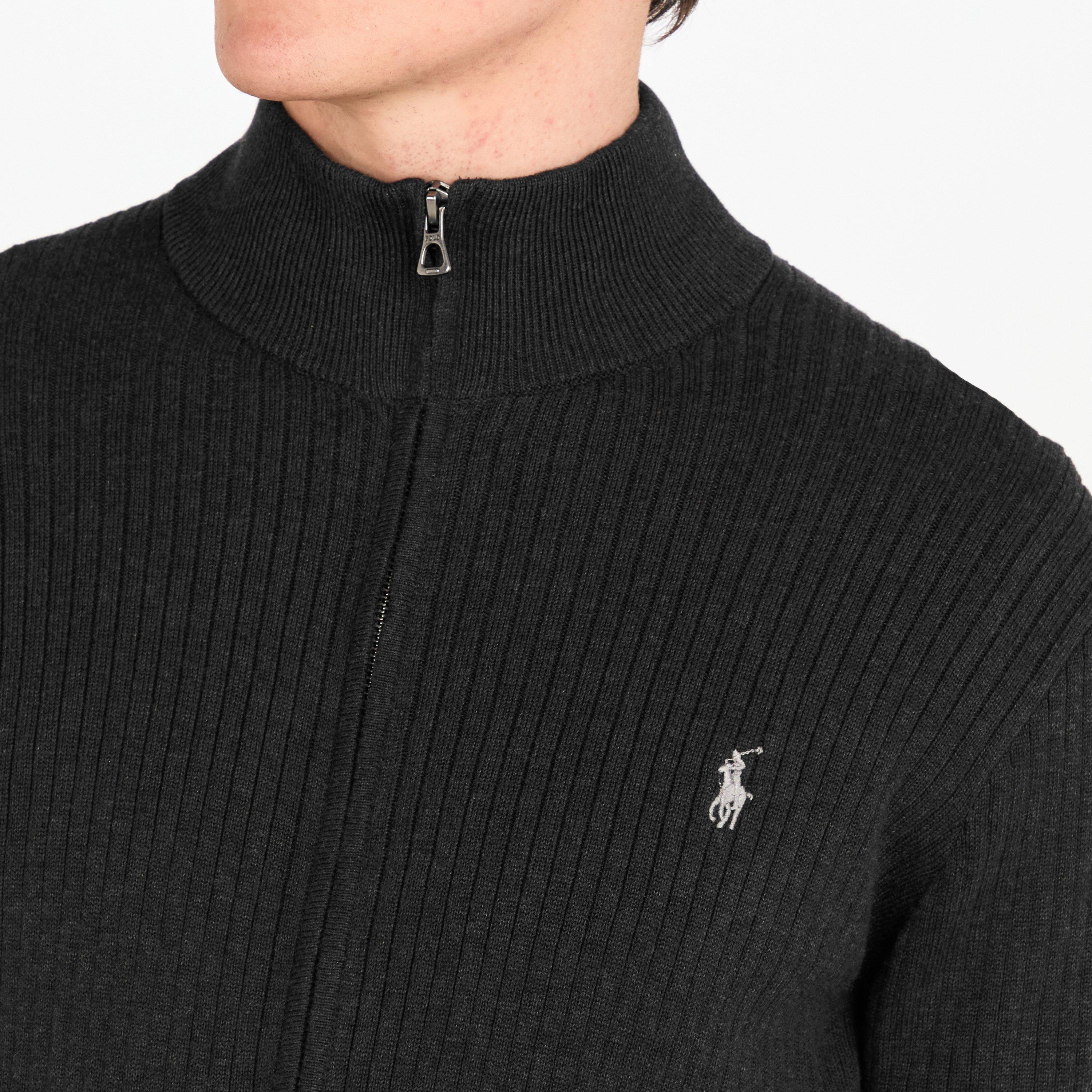 Dark Granite - Polo Ralph Lauren - Men's Knitted Full Zip Crew Neck Jumper - 5