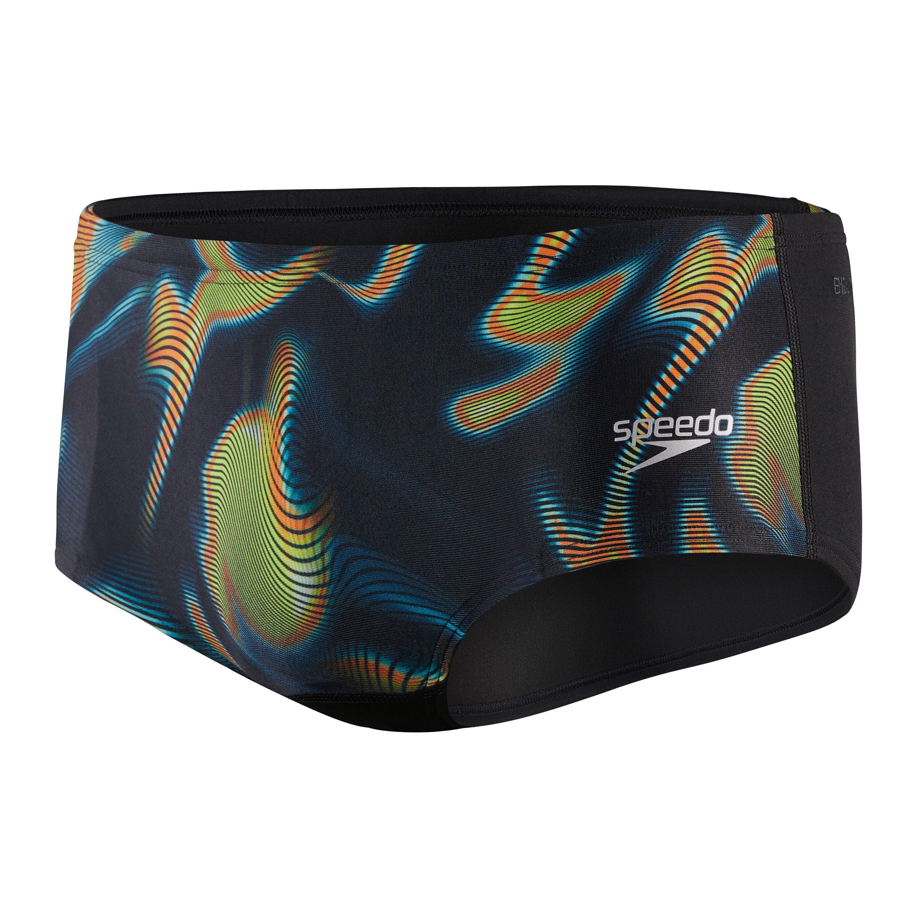 Speedo Men's Allover Digital Print 14Cm Swim Briefs Adults - Black/Green - 28 (XXS)