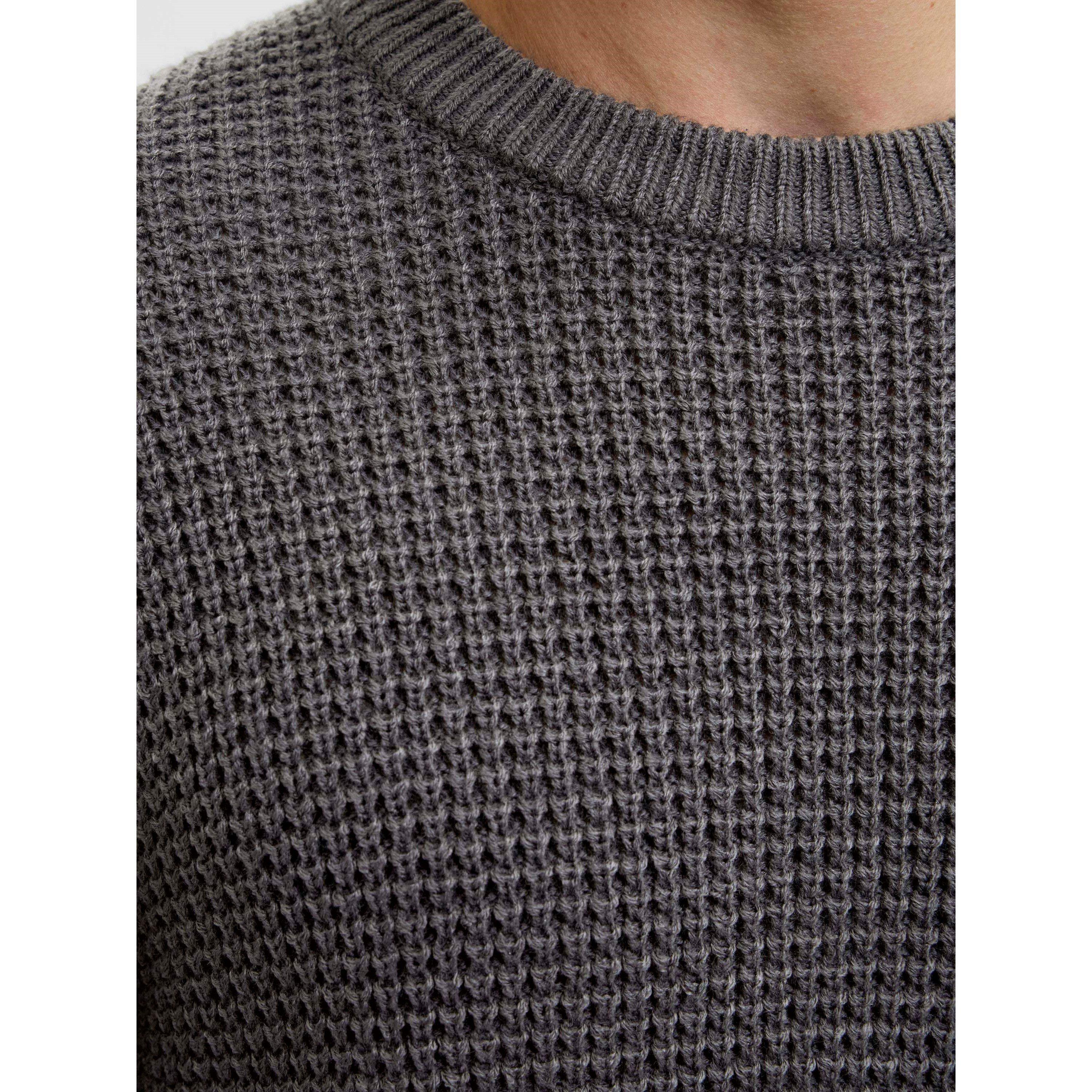 Buy JACK AND JONES Mens Linen Knit Crew Neck Jumper Blanc De Blanc