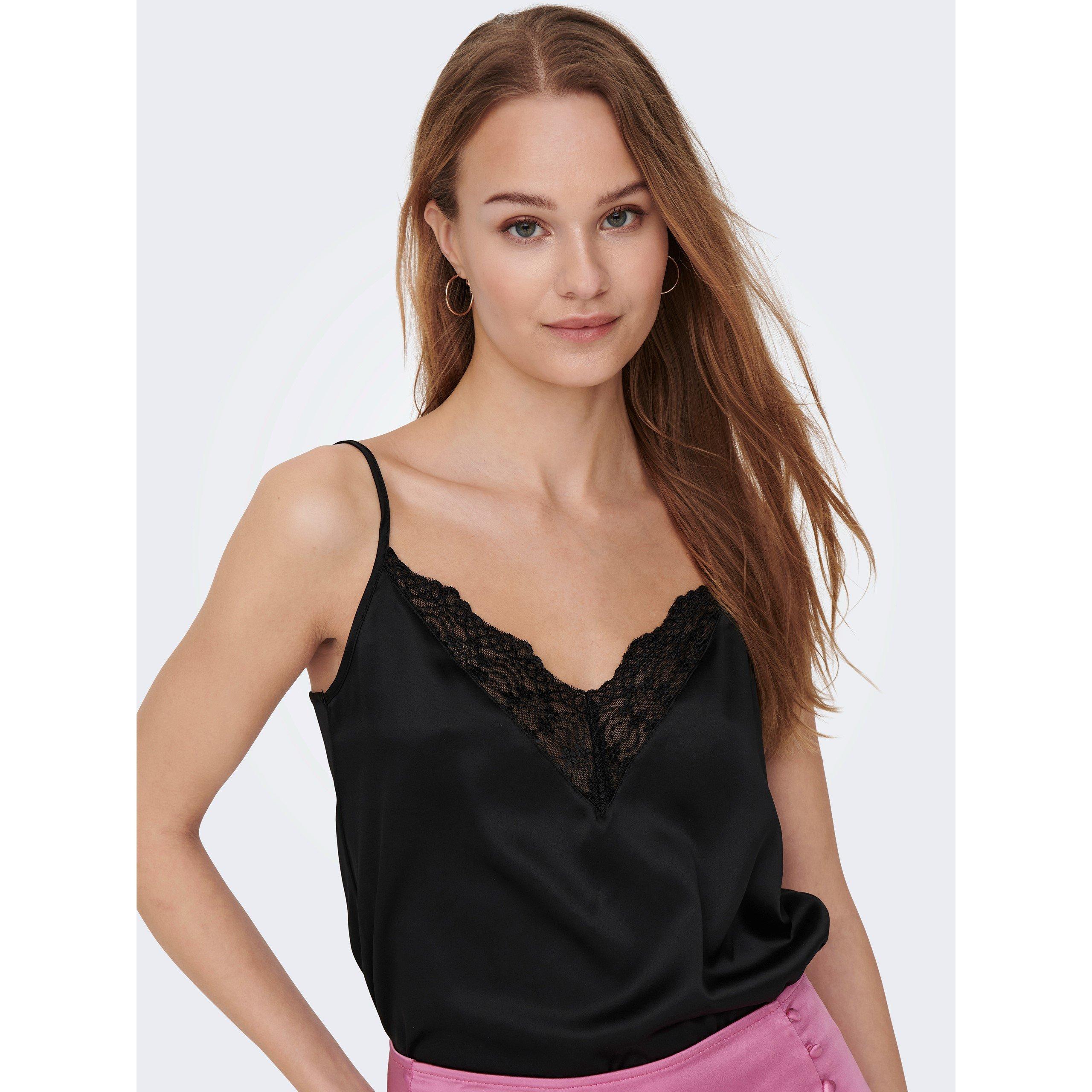 Black - Only - Women's Victoria Lace Woven Cami Vest - 1