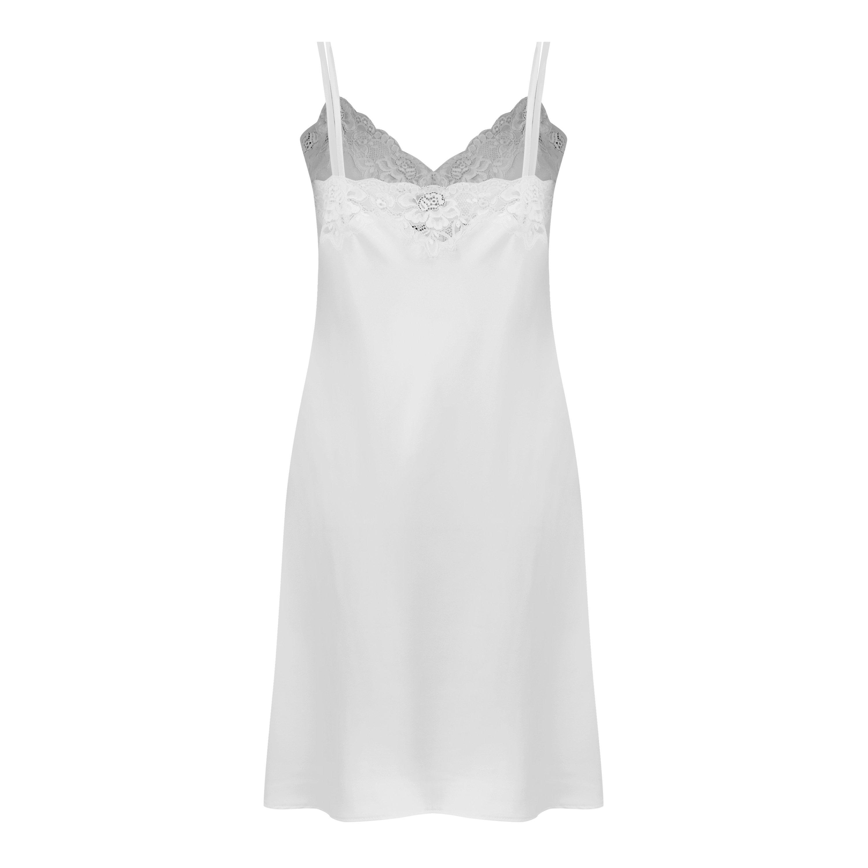 Ivory - Lauren by Ralph Lauren - Women's Satin Lace-Trim Chemise - 8