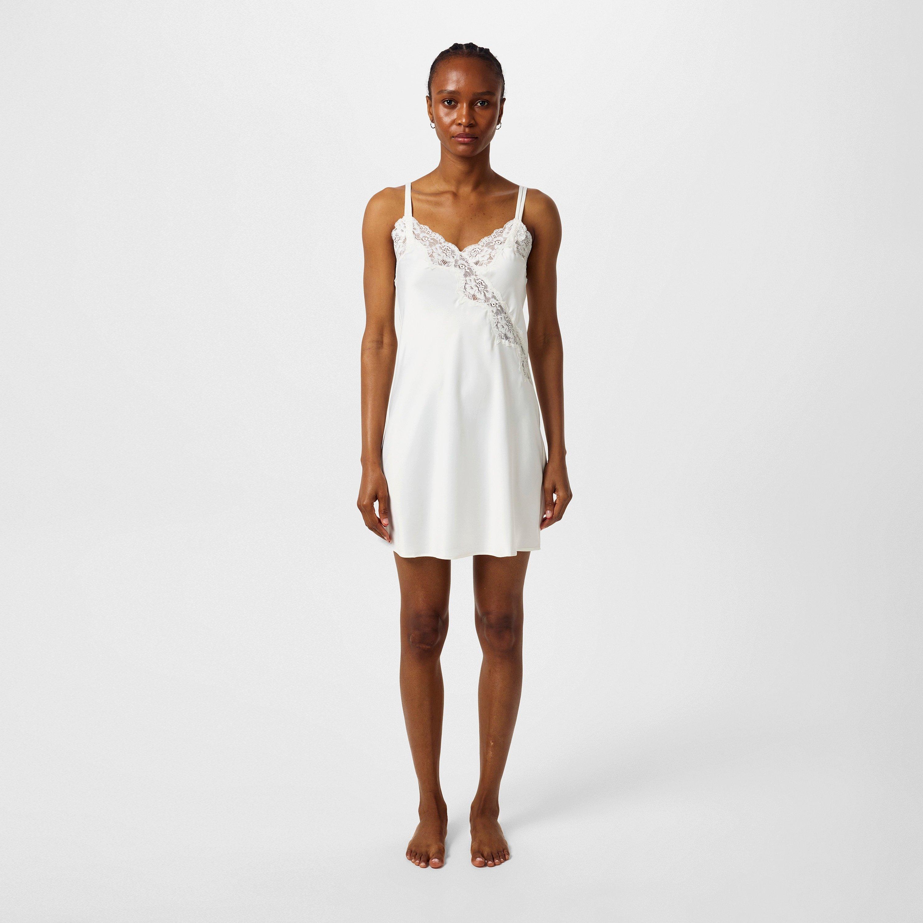 Ivory - Lauren by Ralph Lauren - Women's Satin Lace-Trim Chemise - 6