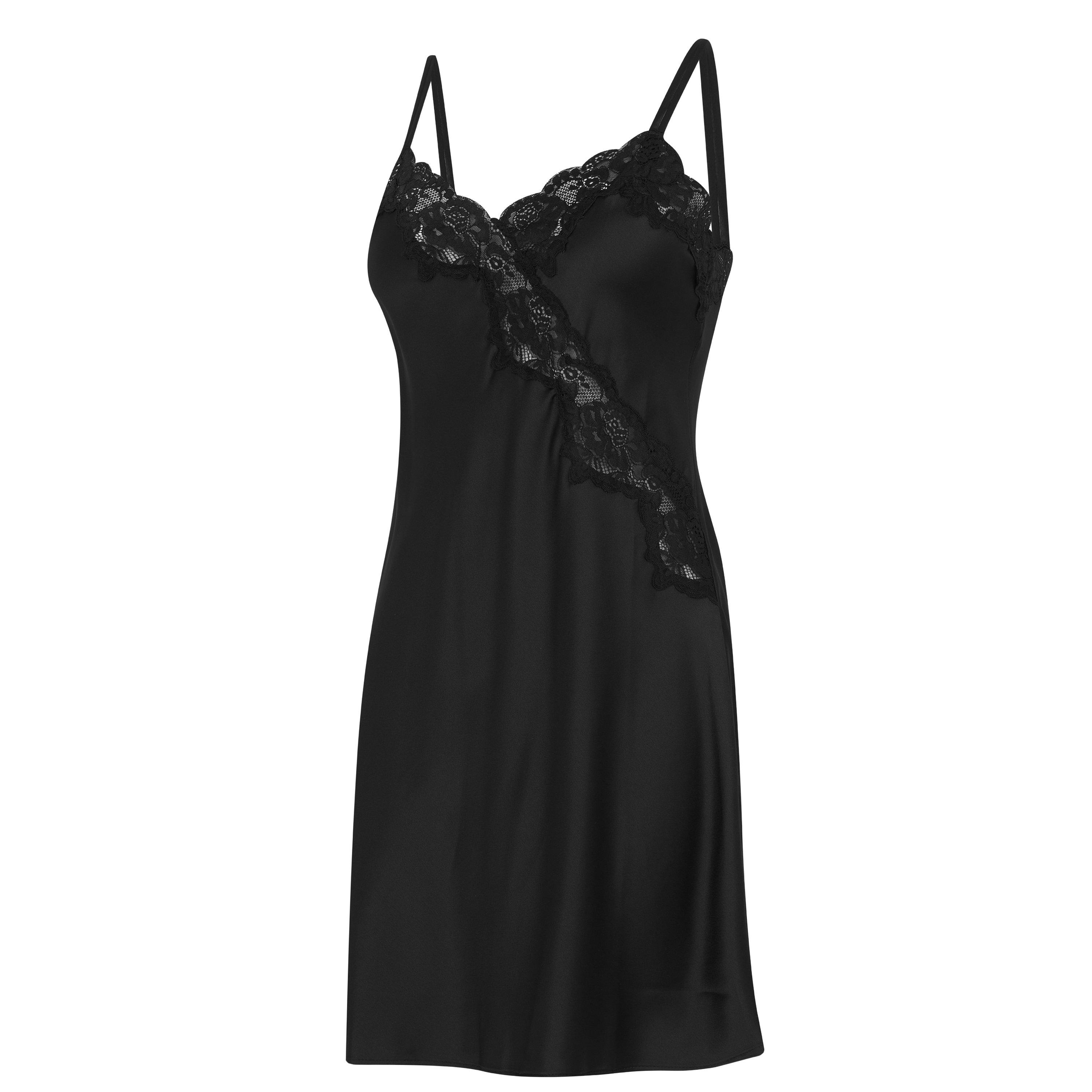 Lauren By Ralph Lauren Women's Satin Lace-Trim Chemise - Black - 16 (XL)