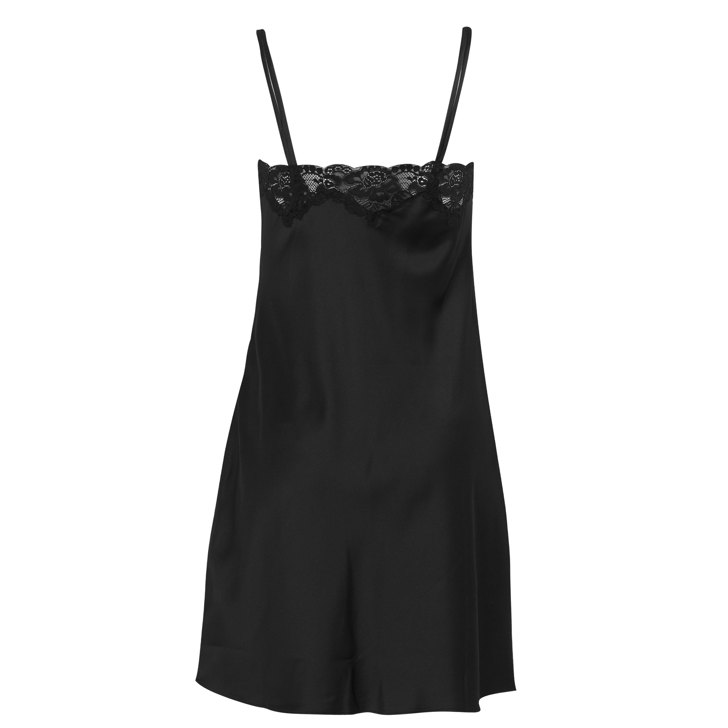 Black - Lauren by Ralph Lauren - Women's Satin Lace-Trim Chemise - 2