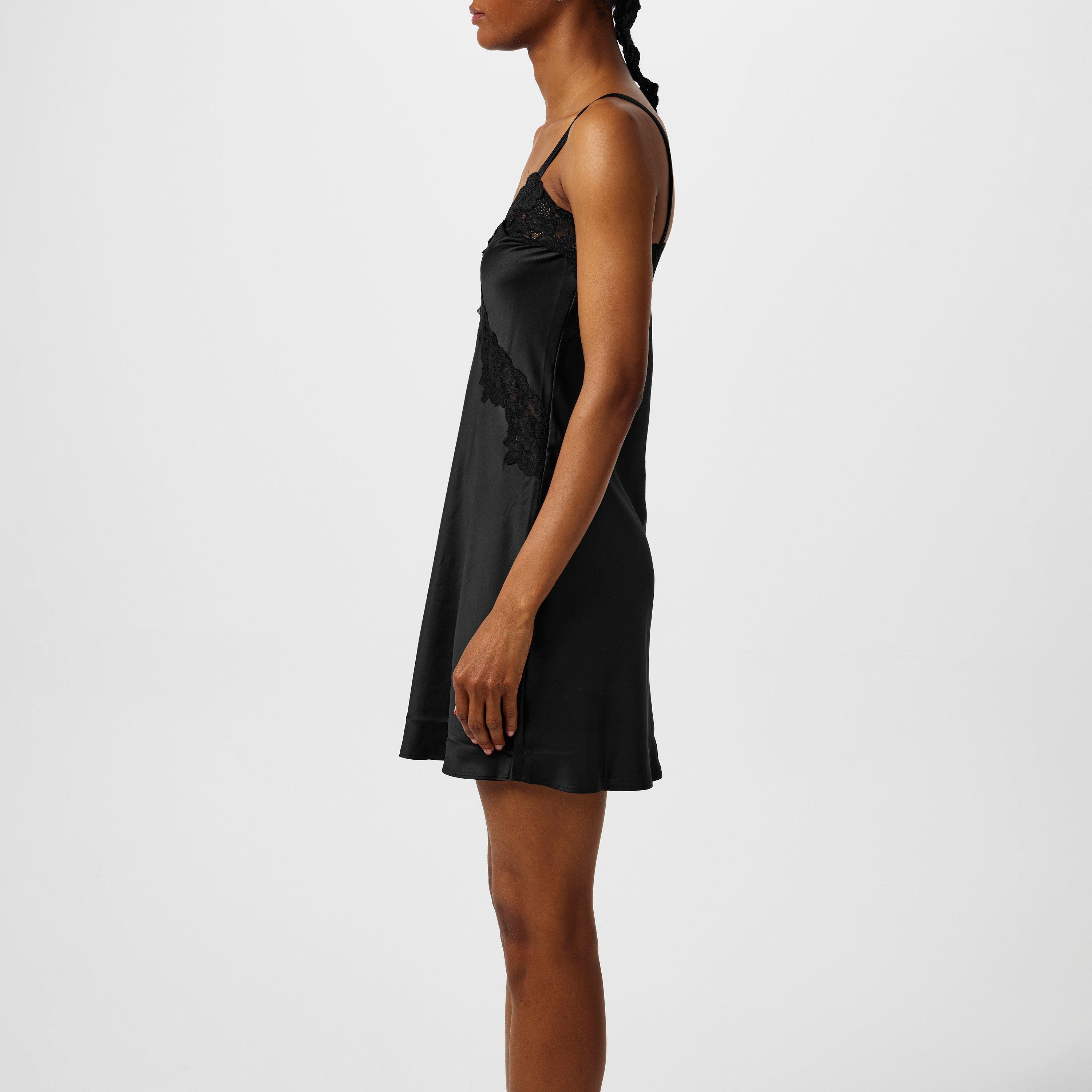 Black - Lauren by Ralph Lauren - Women's Satin Lace-Trim Chemise - 5