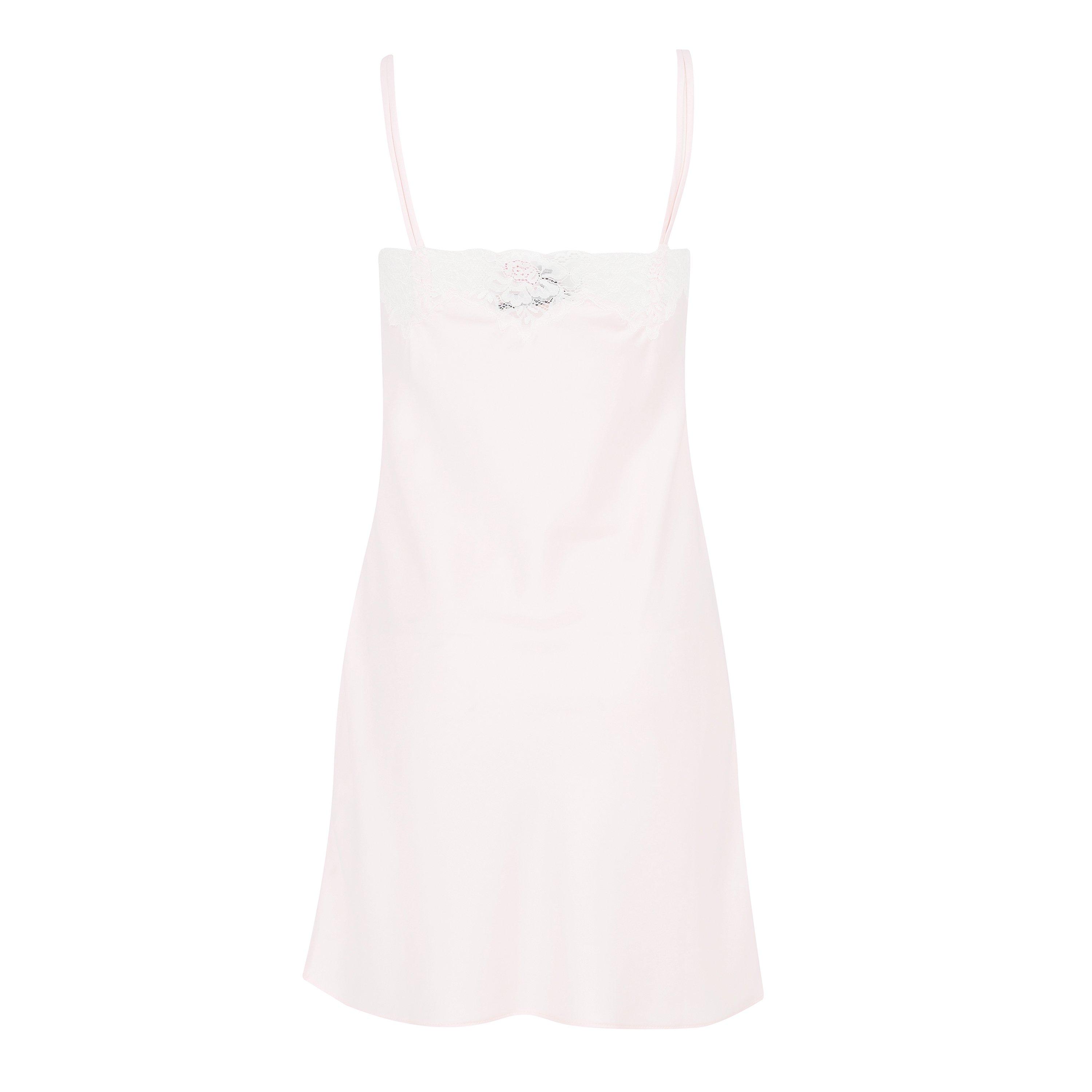 Pink - Lauren by Ralph Lauren - Women's Satin Lace-Trim Chemise - 2