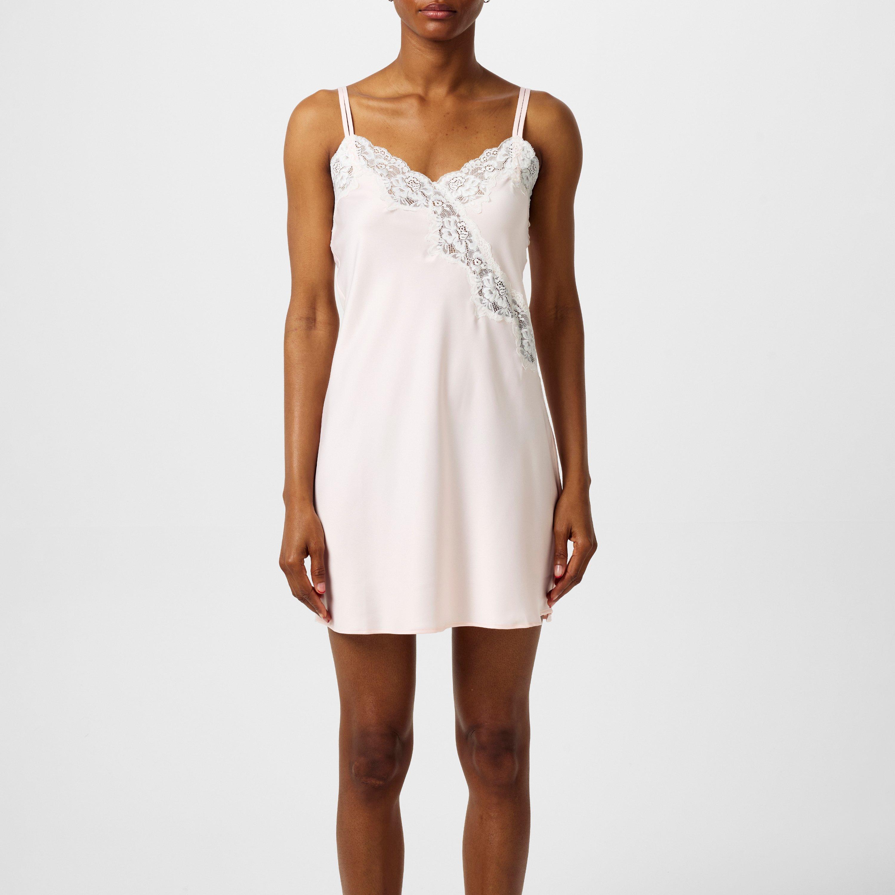 Pink - Lauren by Ralph Lauren - Women's Satin Lace-Trim Chemise - 3