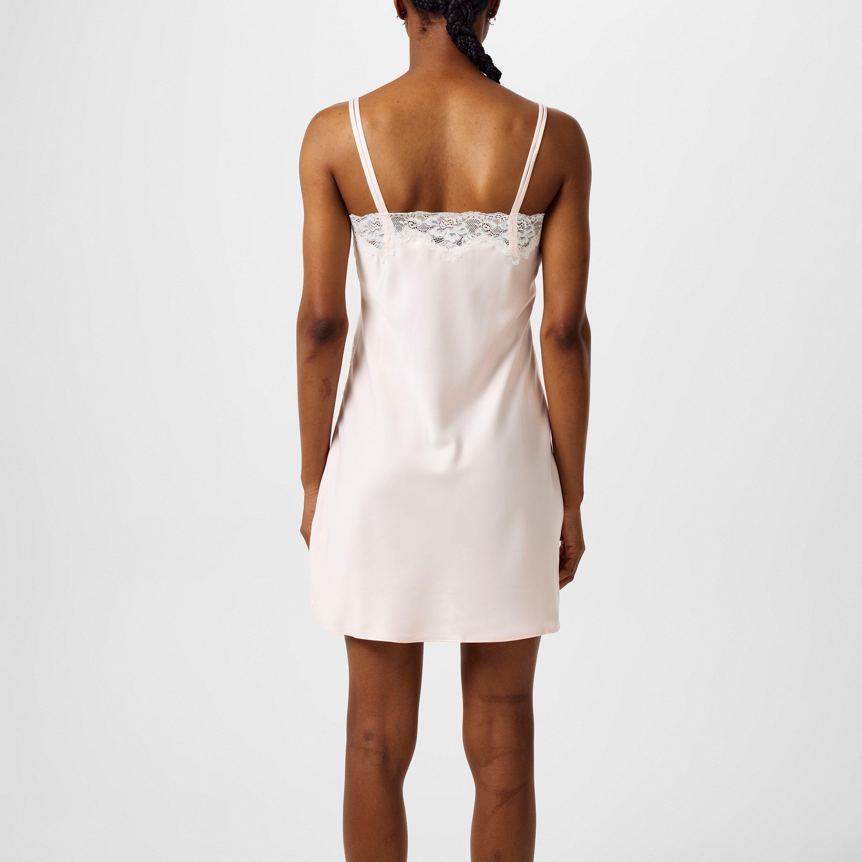 Pink - Lauren by Ralph Lauren - Women's Satin Lace-Trim Chemise - 4