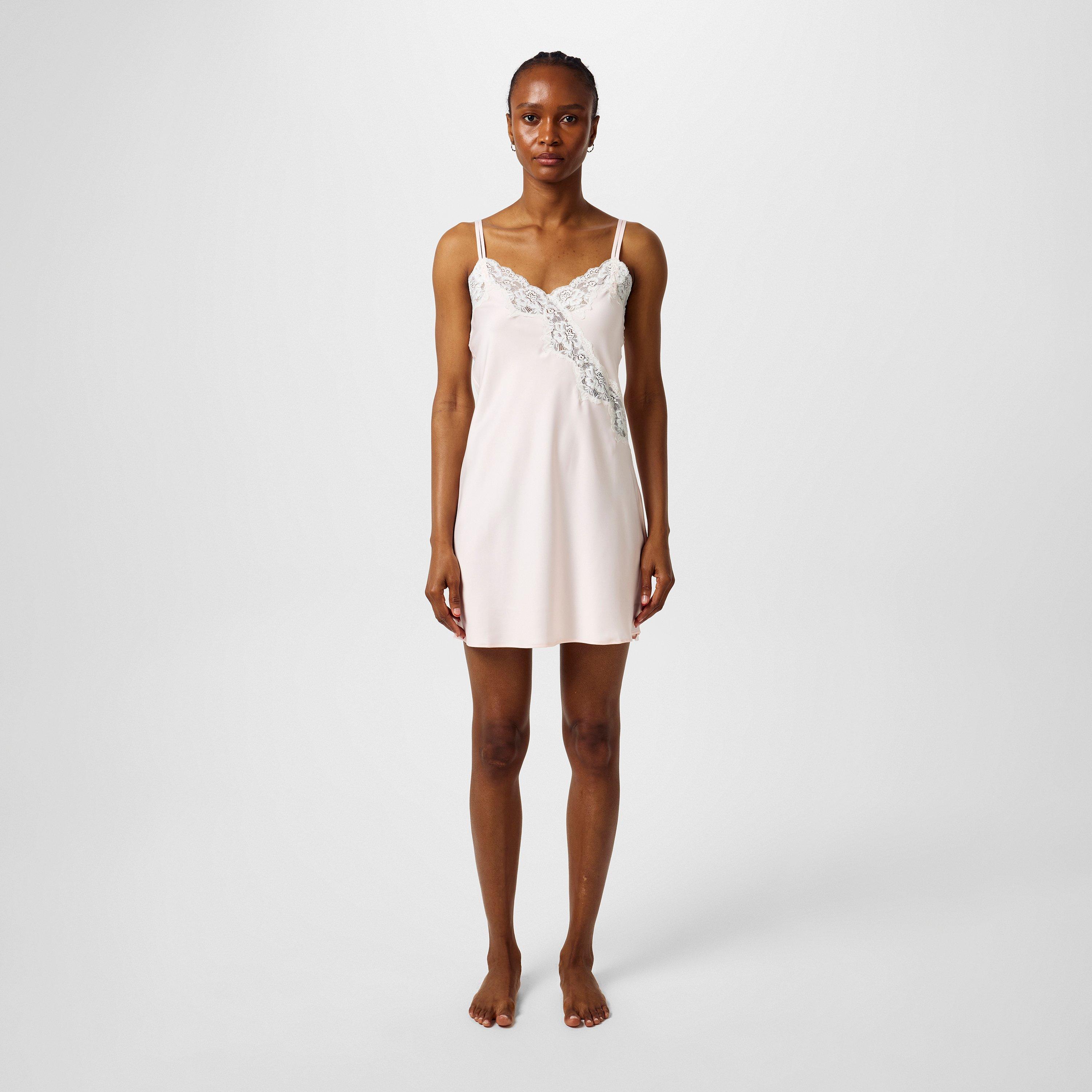 Pink - Lauren by Ralph Lauren - Women's Satin Lace-Trim Chemise - 5