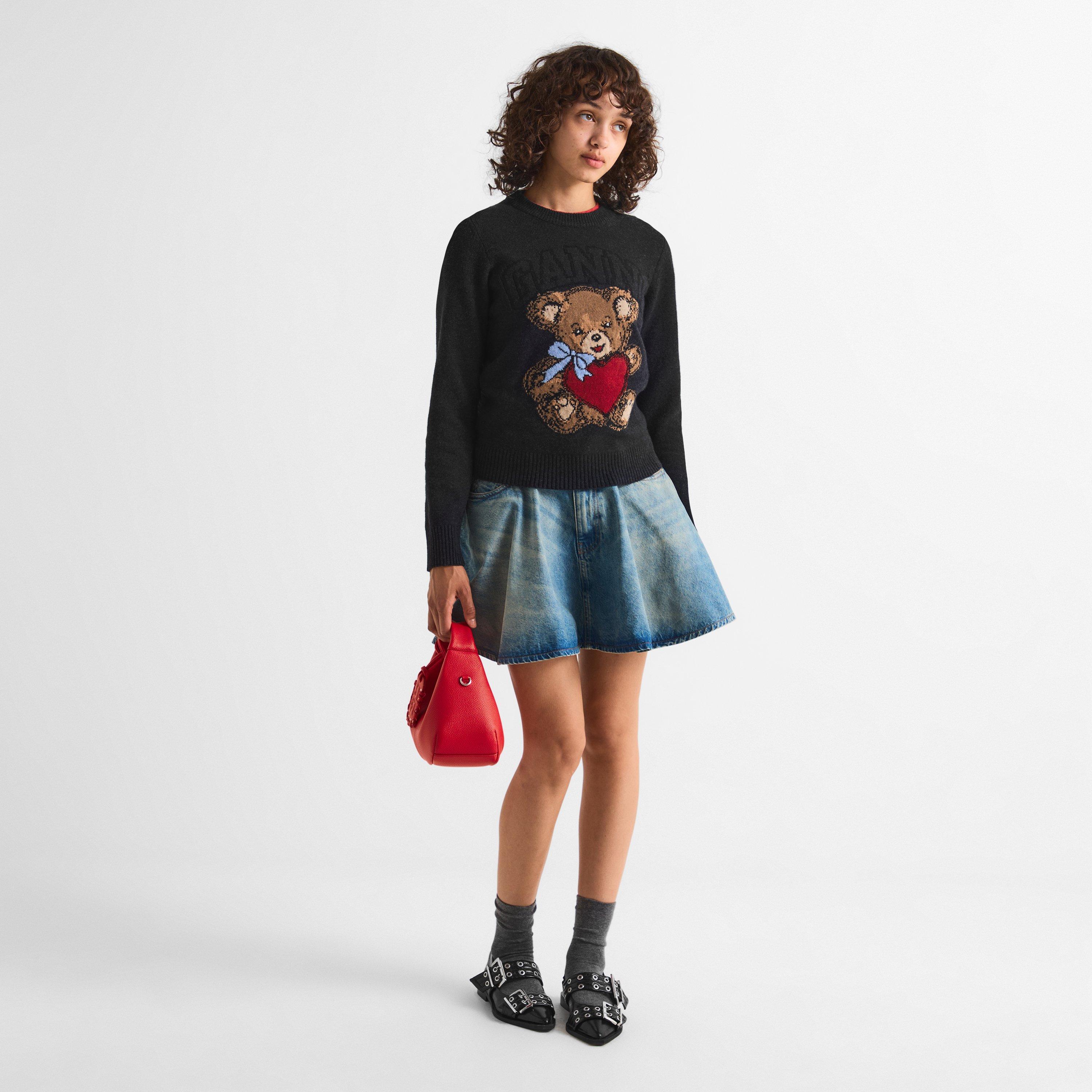 Black - Ganni - Women's Knitted Crew Neck Jumper - 6