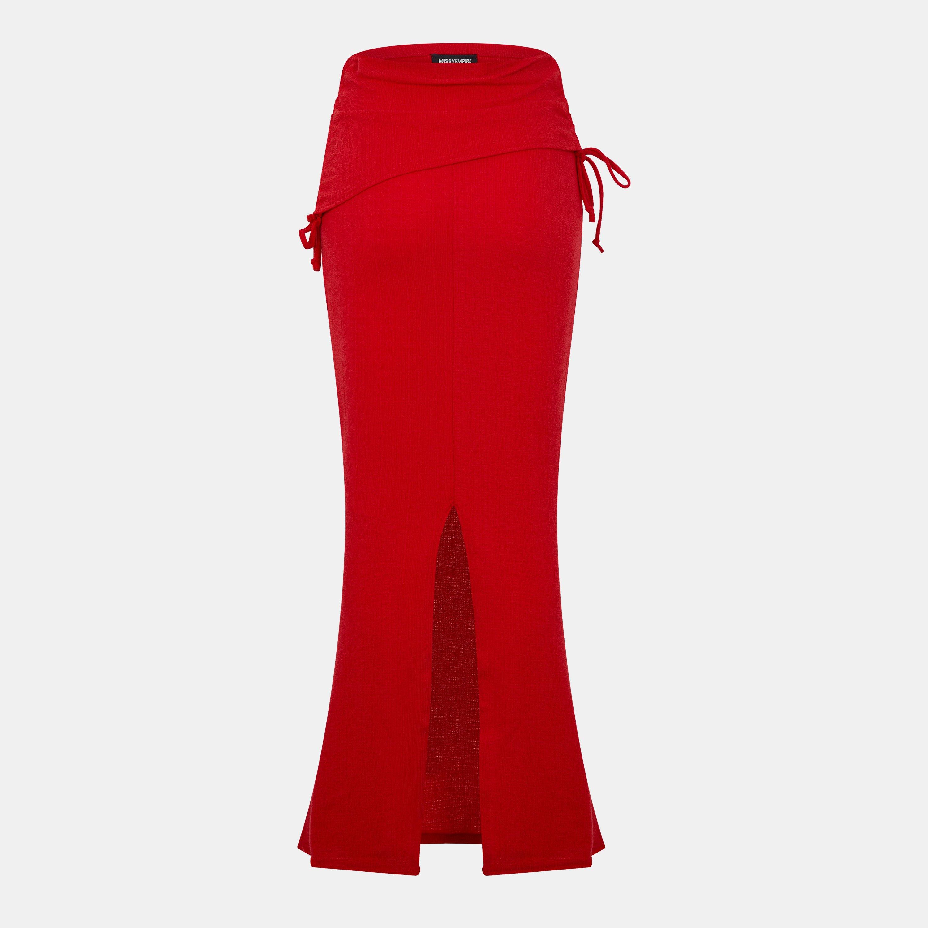 Rot - Missy Empire - Ruched Fold Over Maxi Skirt - 2