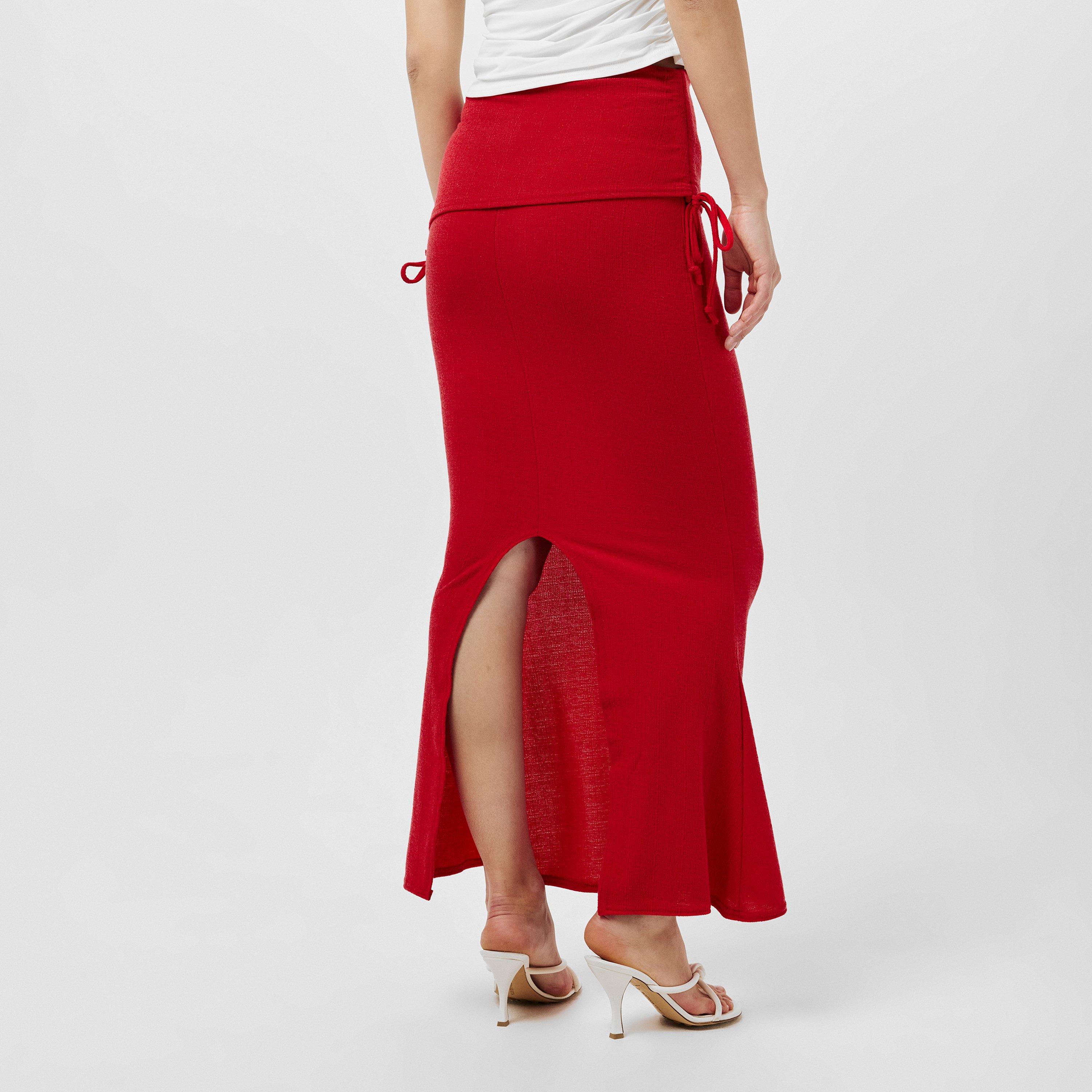 Rot - Missy Empire - Ruched Fold Over Maxi Skirt - 4