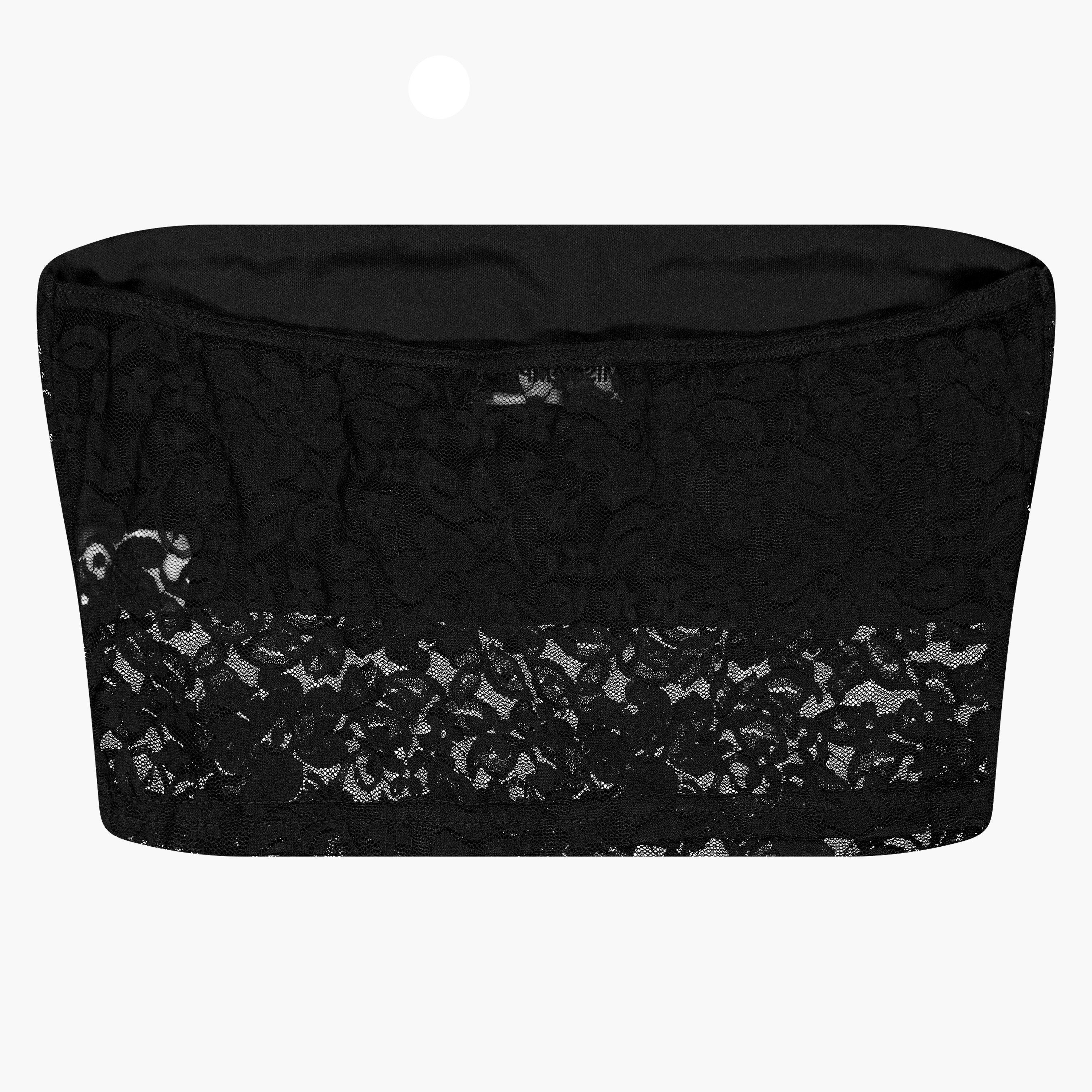 Black - Missy Empire - Lace Bandeau Crop Top - 2