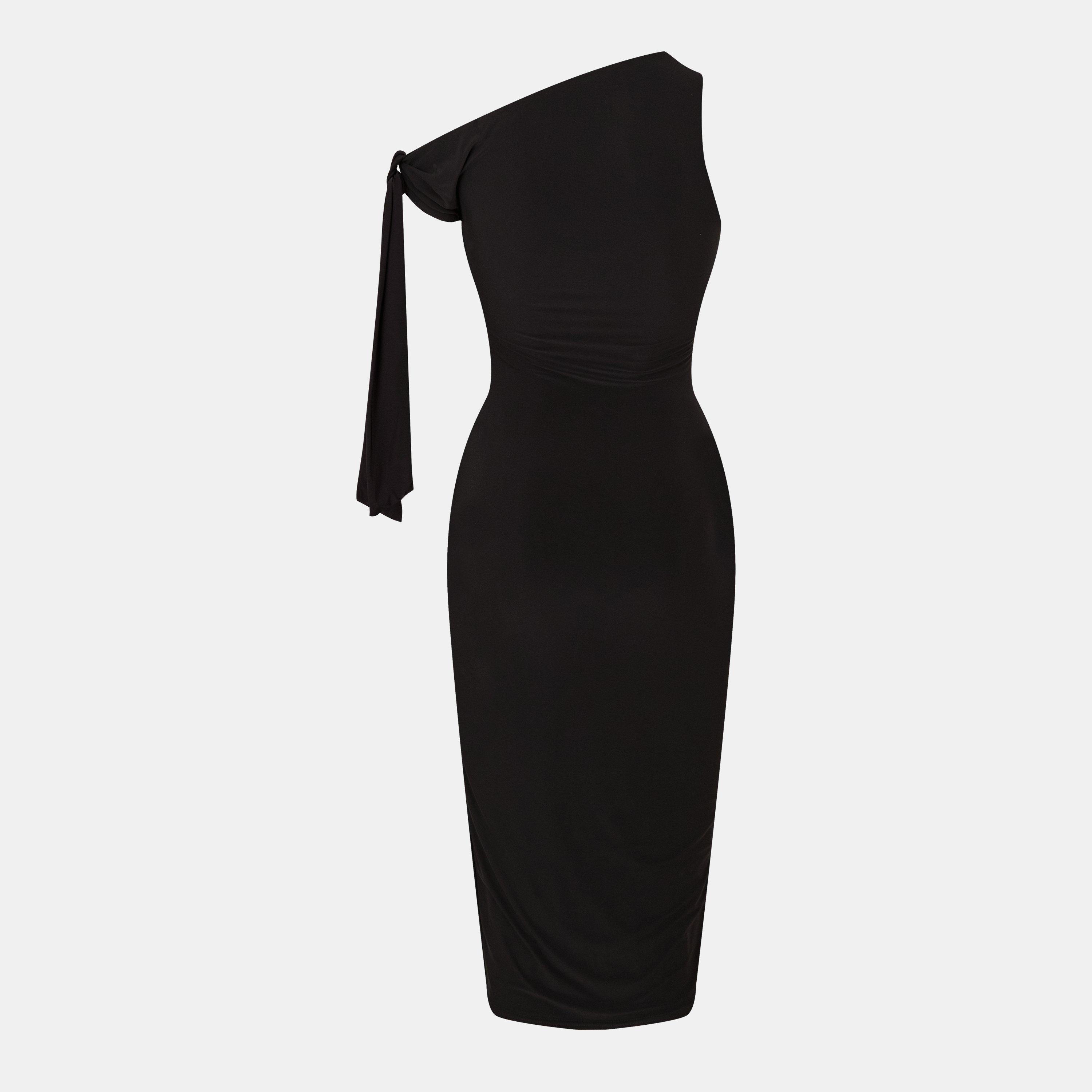 Schwarz - Missy Empire - Tie Shoulder Midi Dress - 2