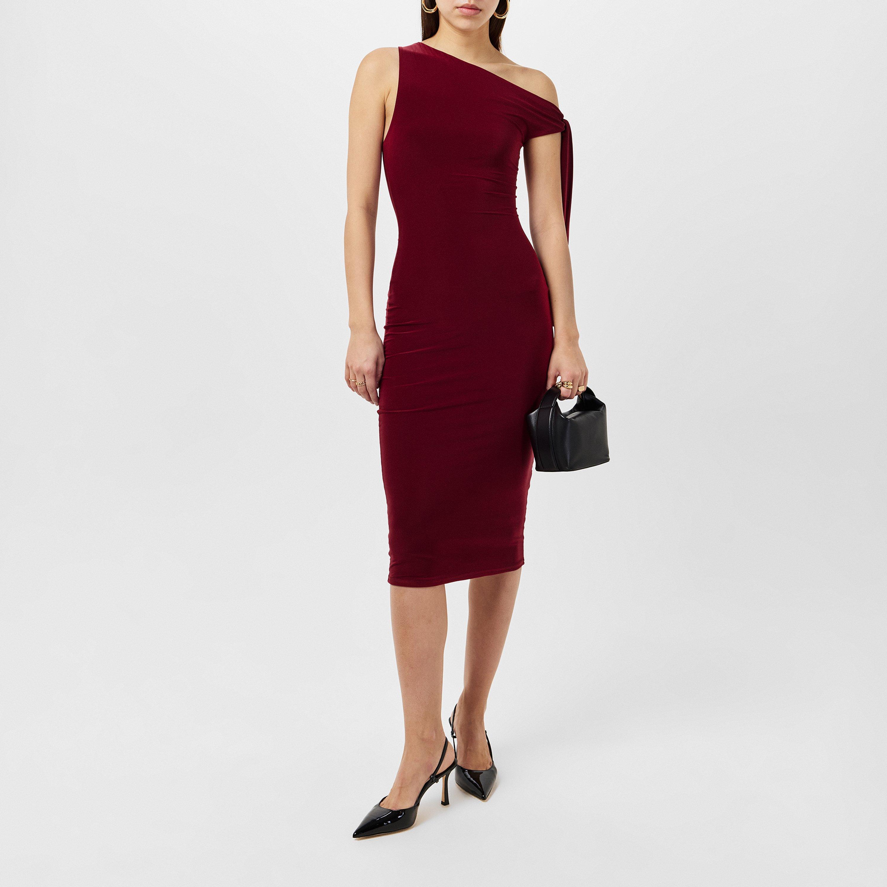 Wine - Missy Empire - Tie Shoulder Midi Dress - 6