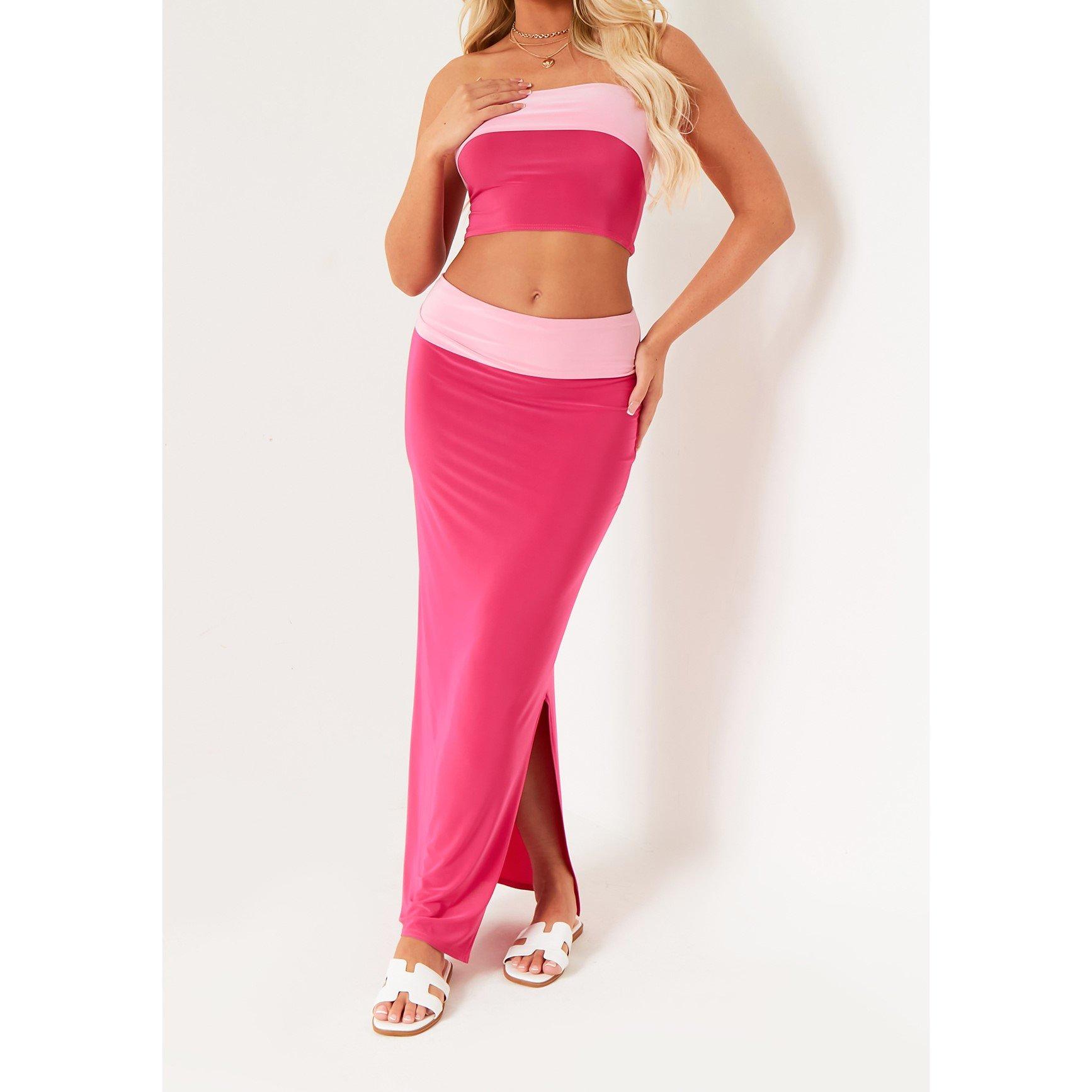 Rosa - Missy Empire - Contrast Fold Over Maxi Skirt - 2